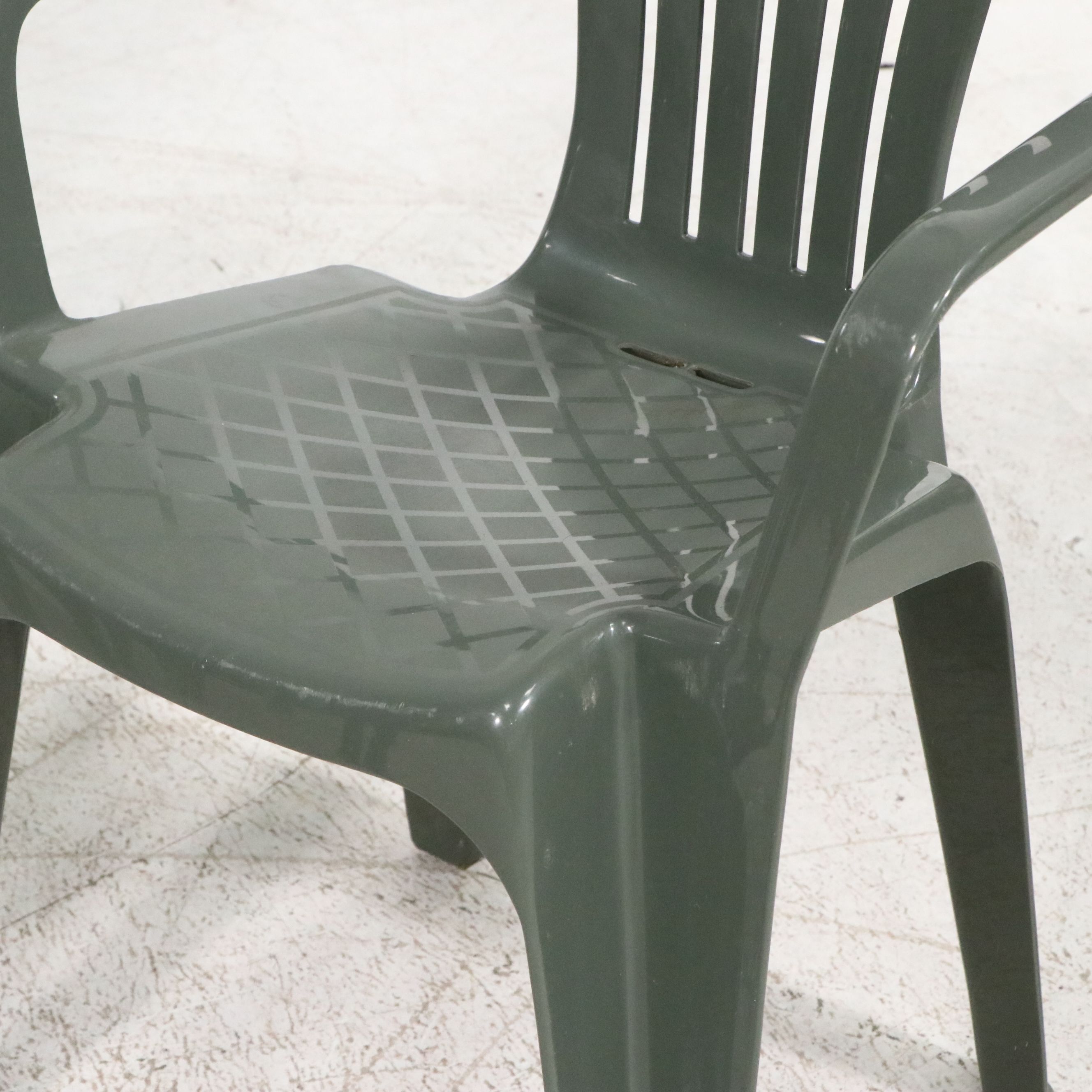 Molded Plastic Outdoor Chairs with Glass Top Side Table