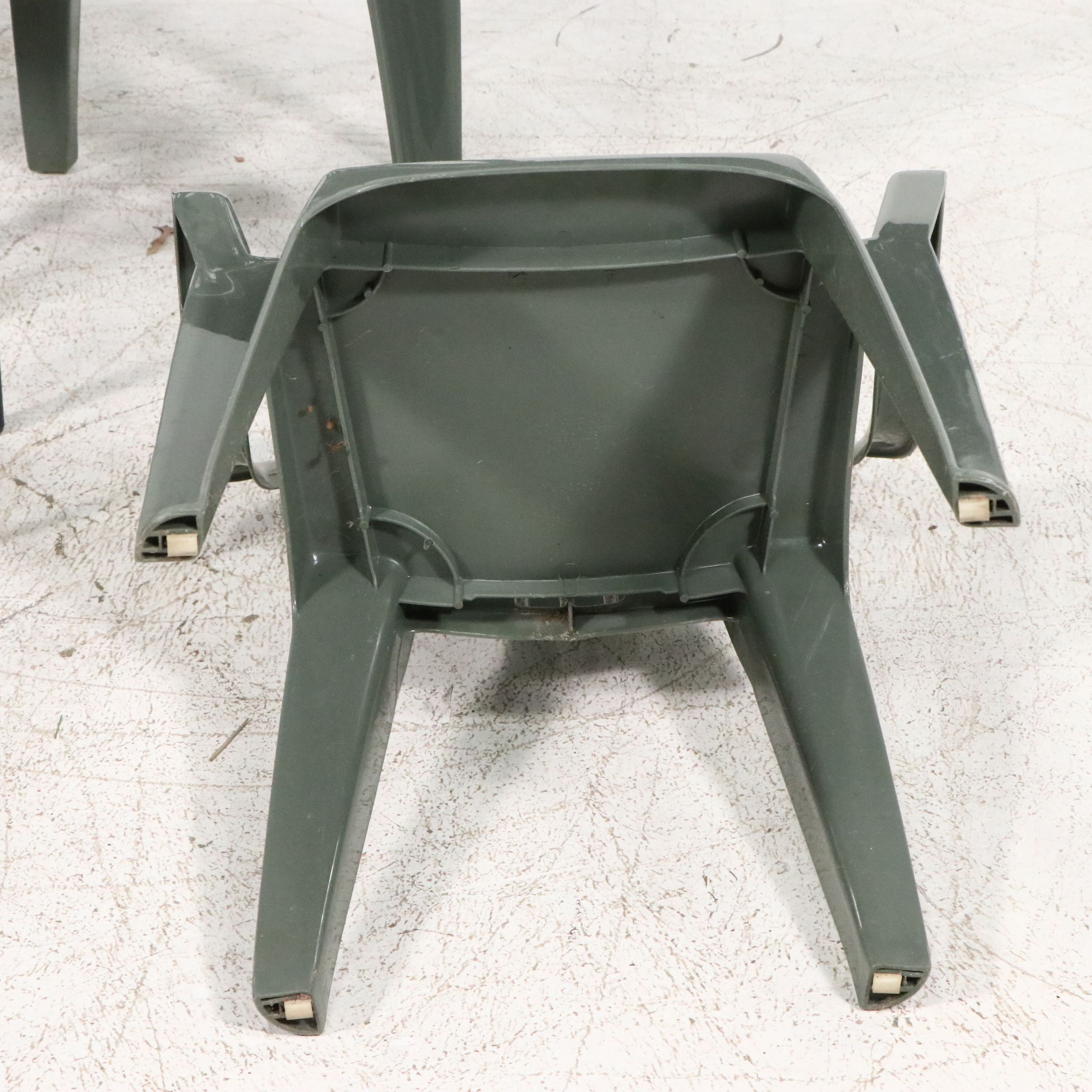 Molded Plastic Outdoor Chairs with Glass Top Side Table