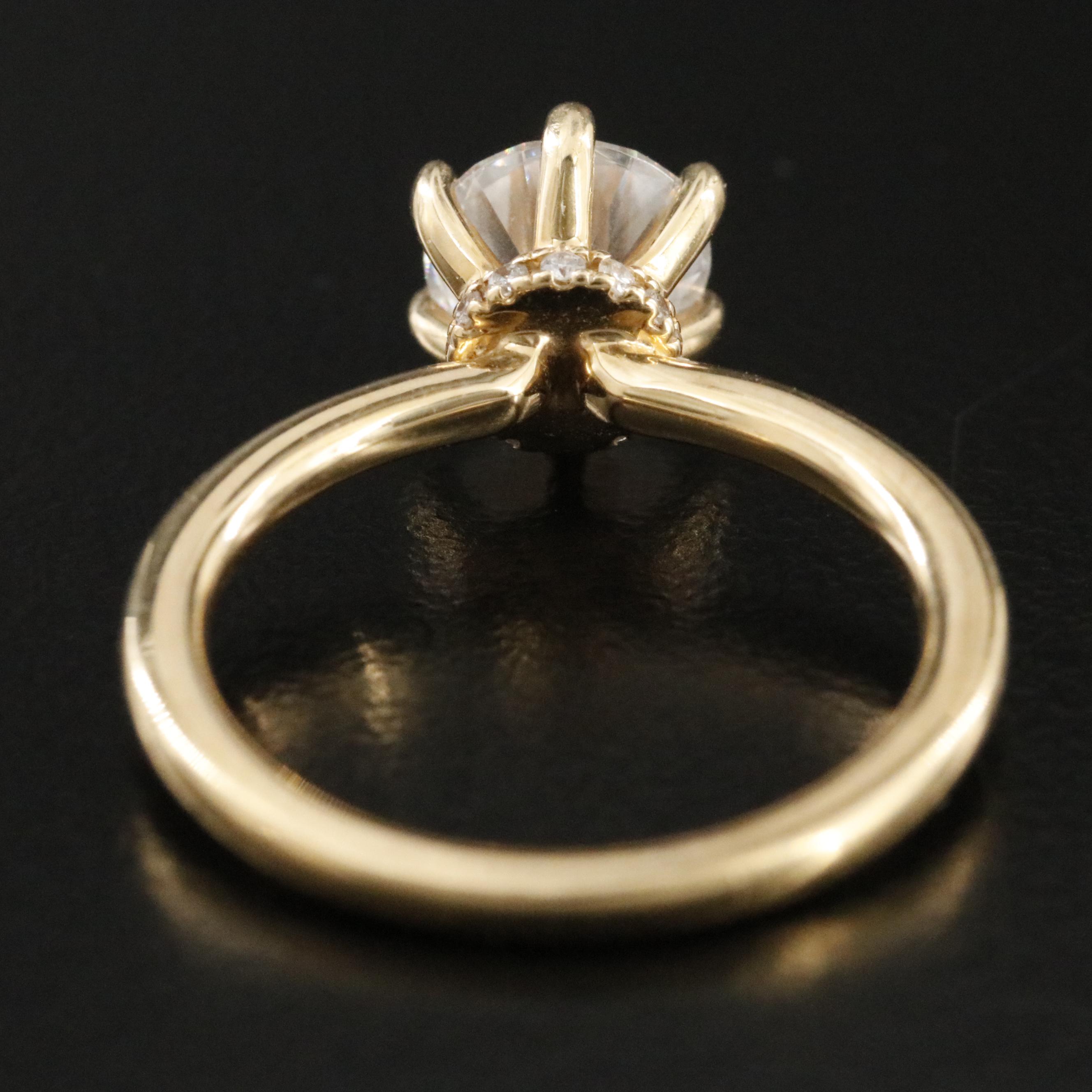 18K Moissanite Ring with Hidden Lab Grown Diamond Halo