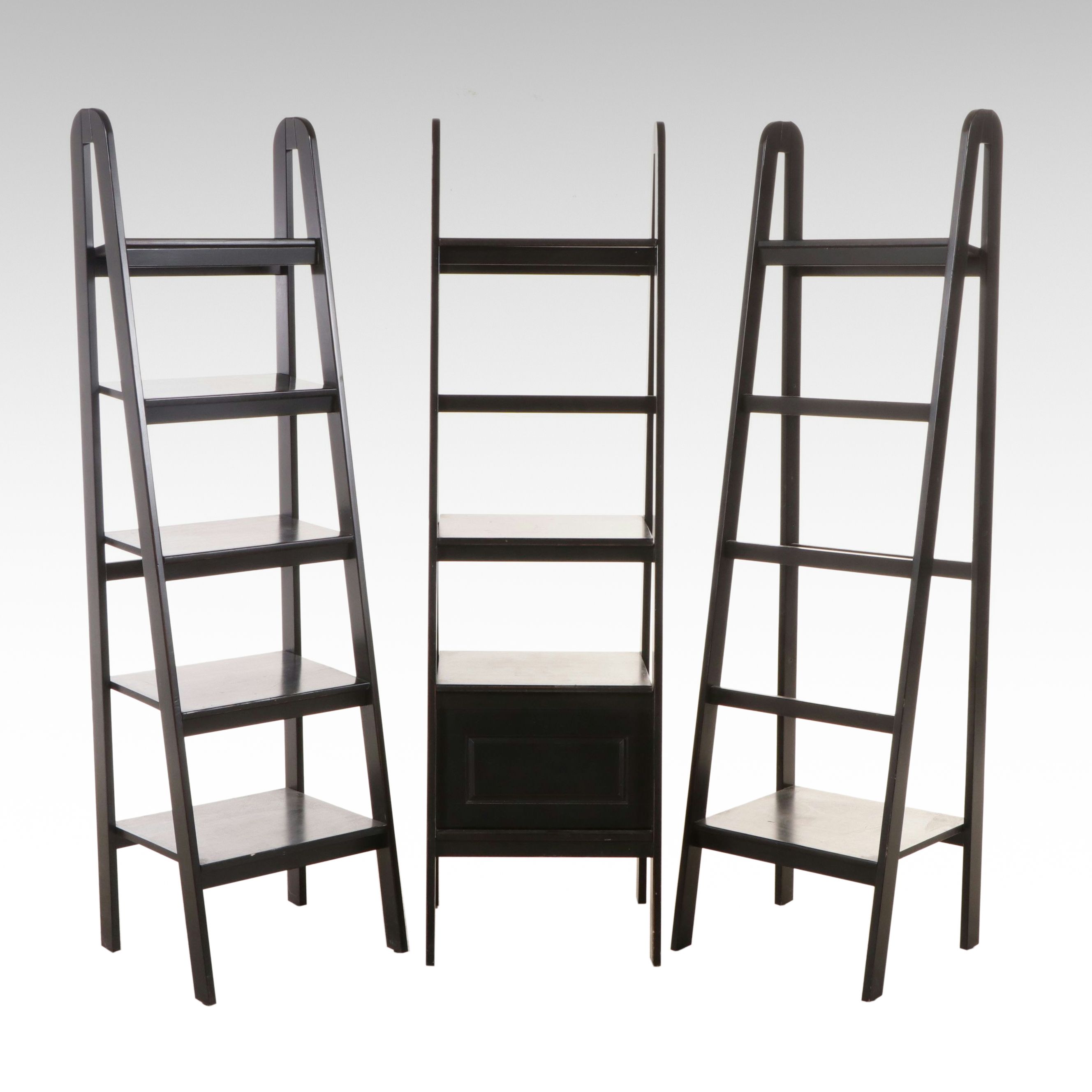 Contemporary Wooden Ladder-Shaped Shelves