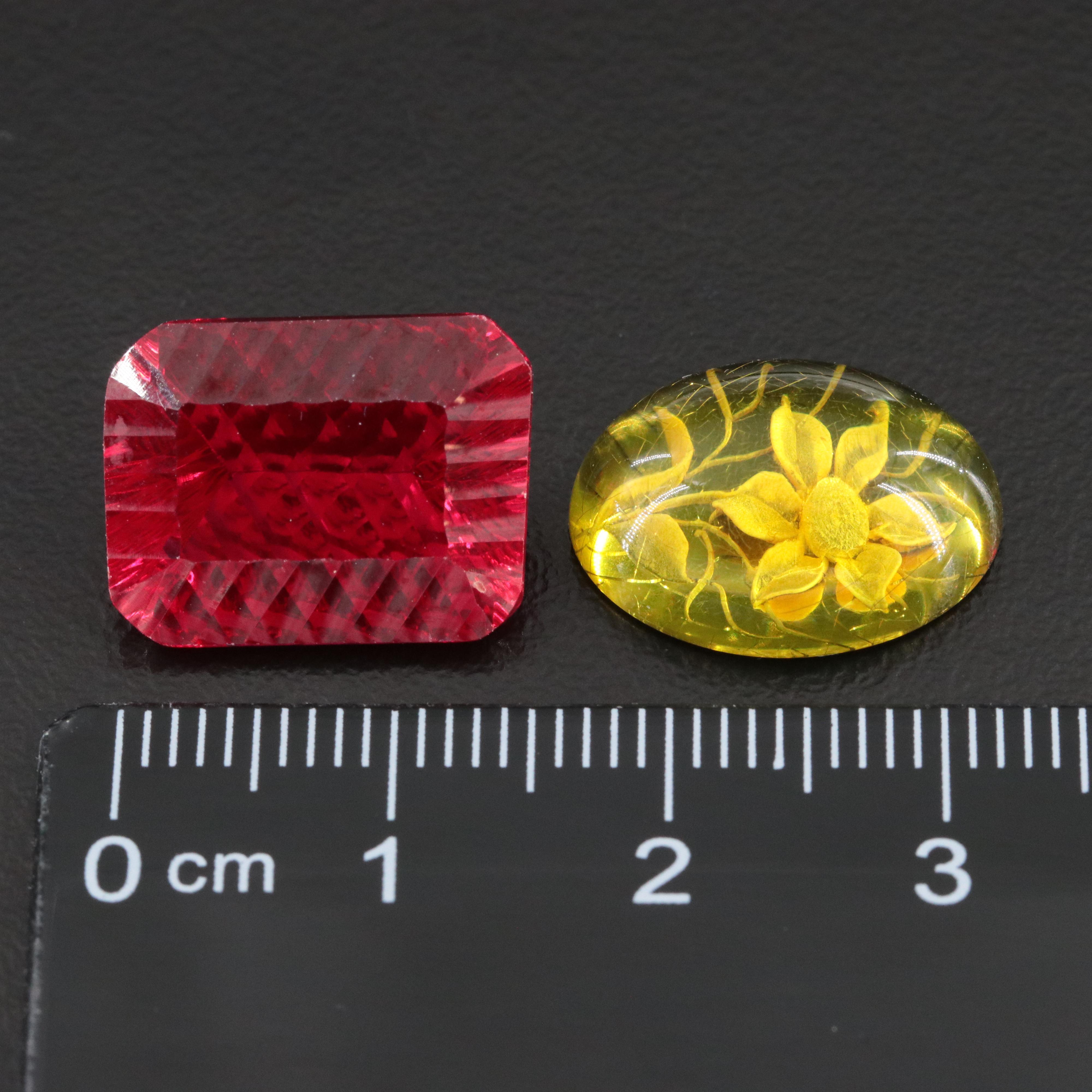 Loose 16.97 CTW Copal and Lab Grown Ruby