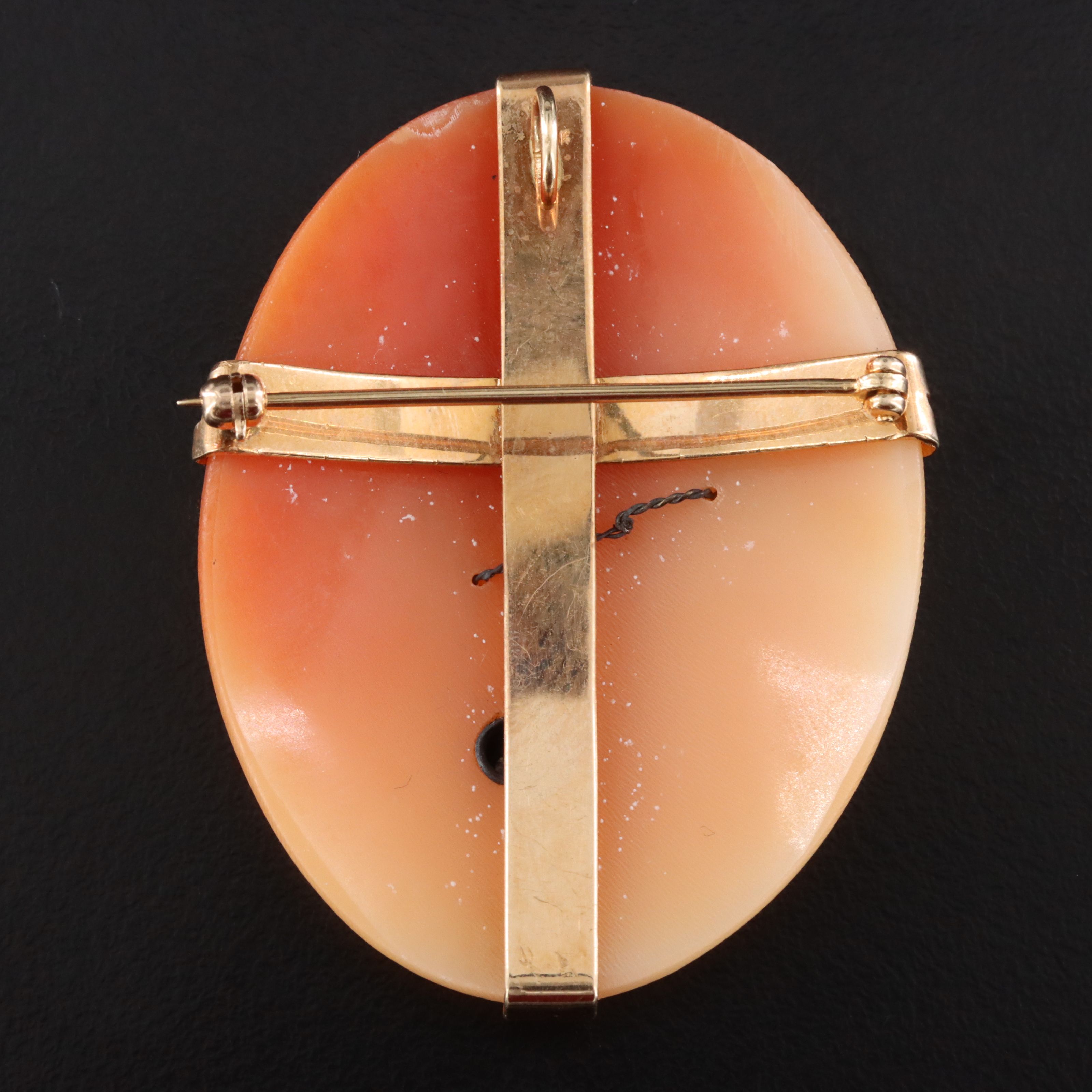 14K Shell Cameo Habillé Converter Brooch with Diamond Accent