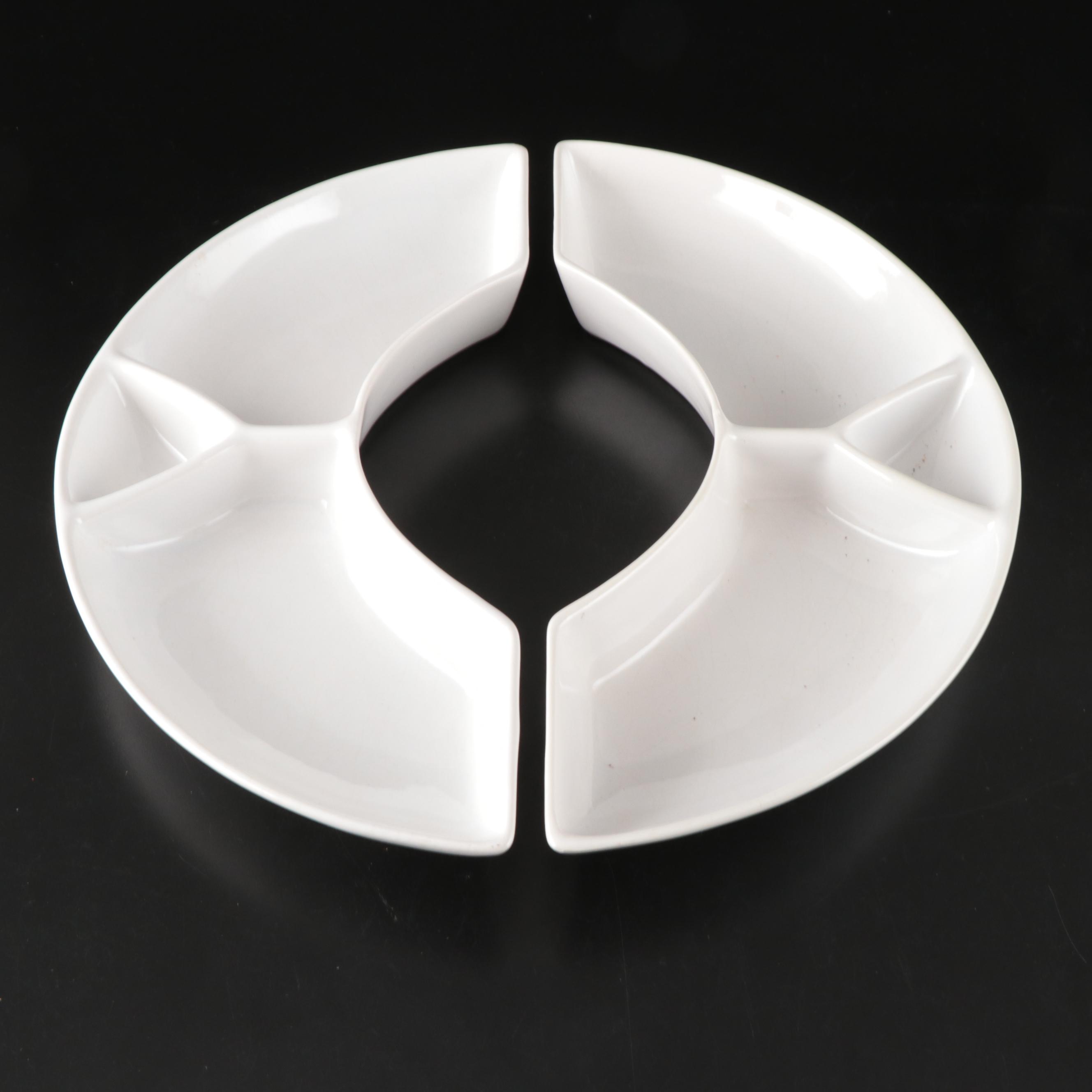 California Pottery Art Deco Style Turquoise and White Ceramic Lazy Susan Server