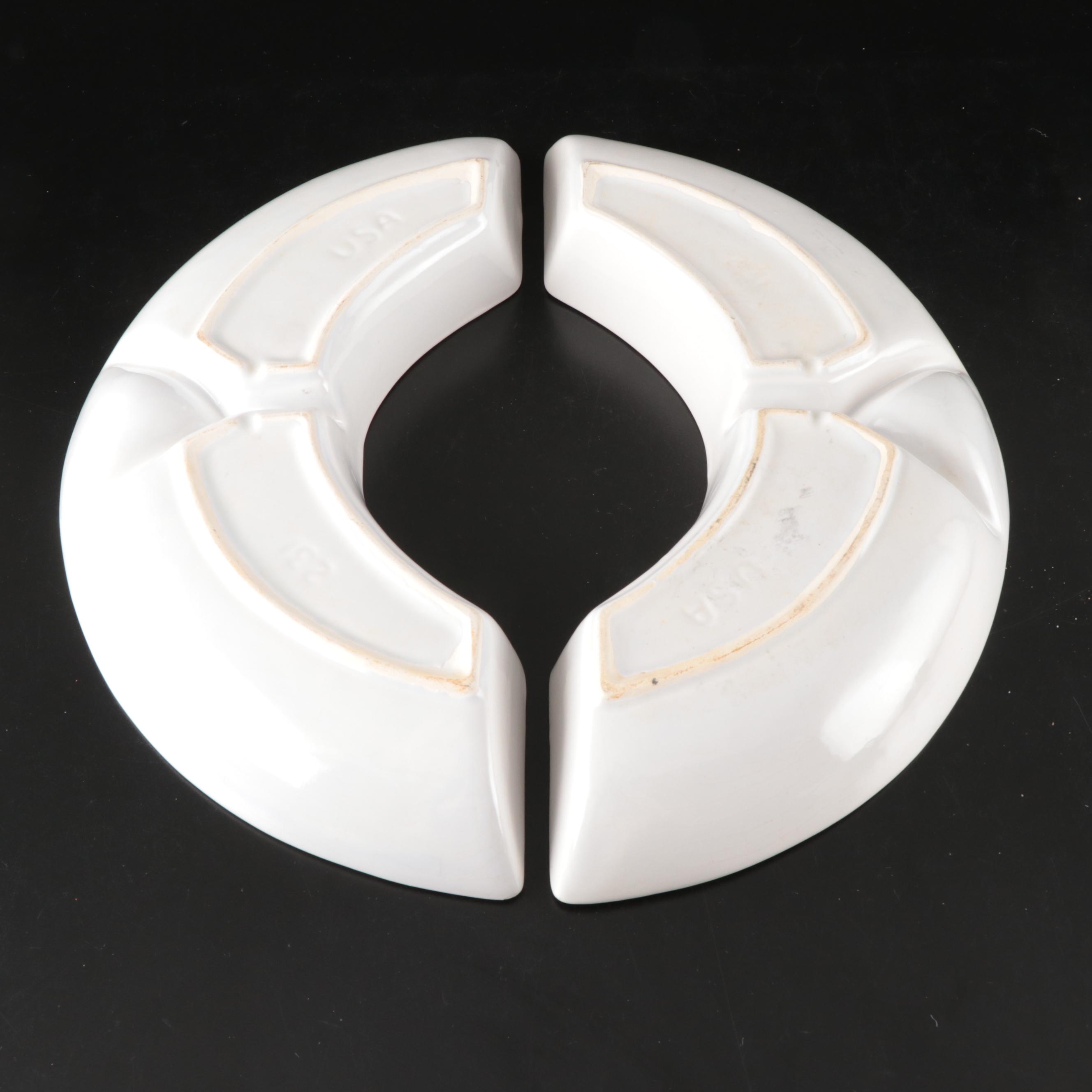 California Pottery Art Deco Style Turquoise and White Ceramic Lazy Susan Server