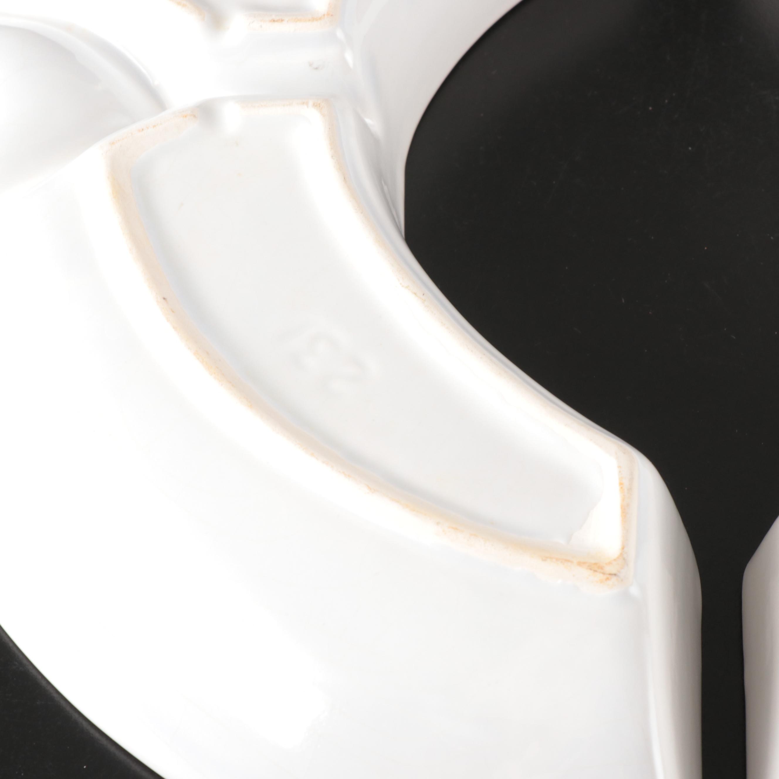 California Pottery Art Deco Style Turquoise and White Ceramic Lazy Susan Server