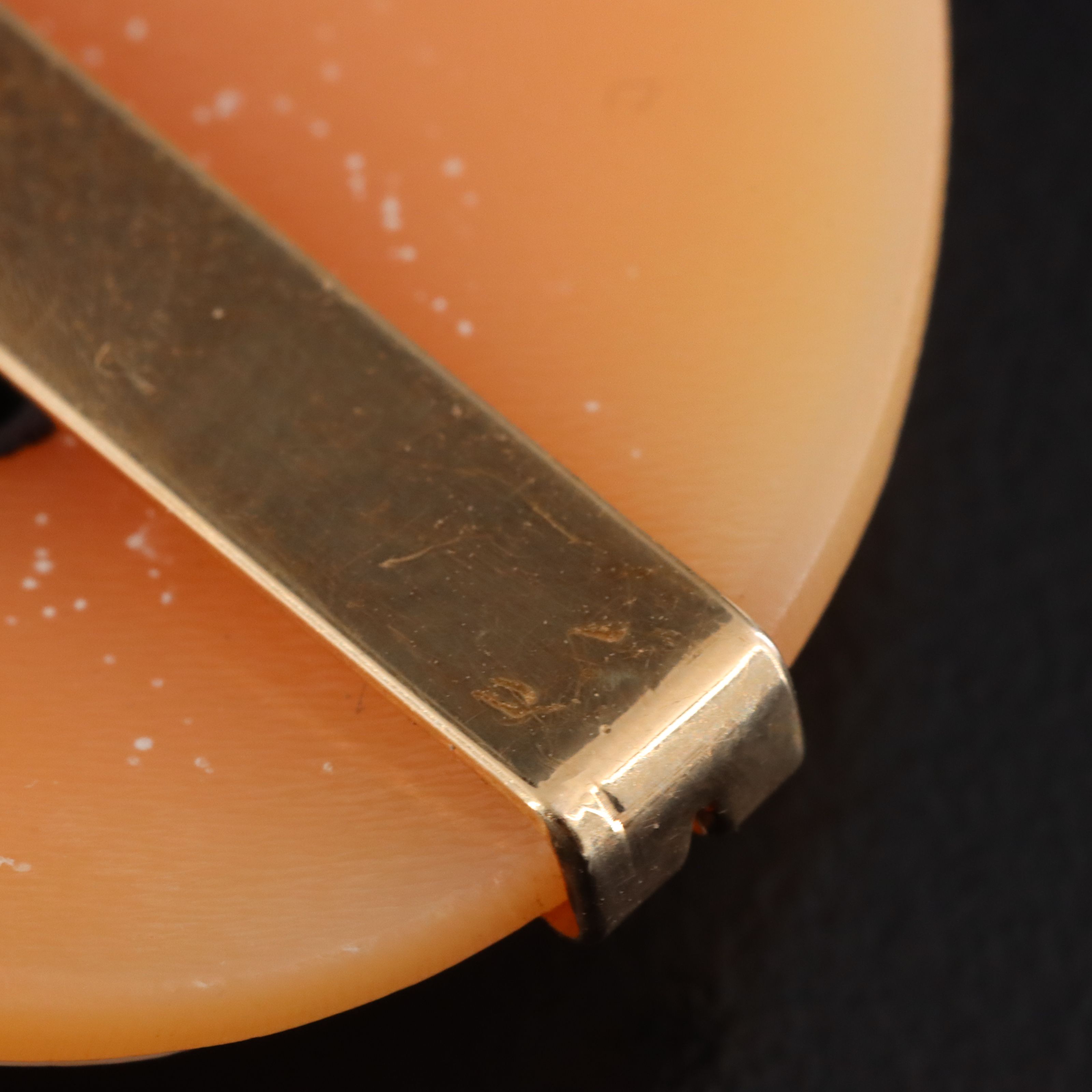 14K Shell Cameo Habillé Converter Brooch with Diamond Accent