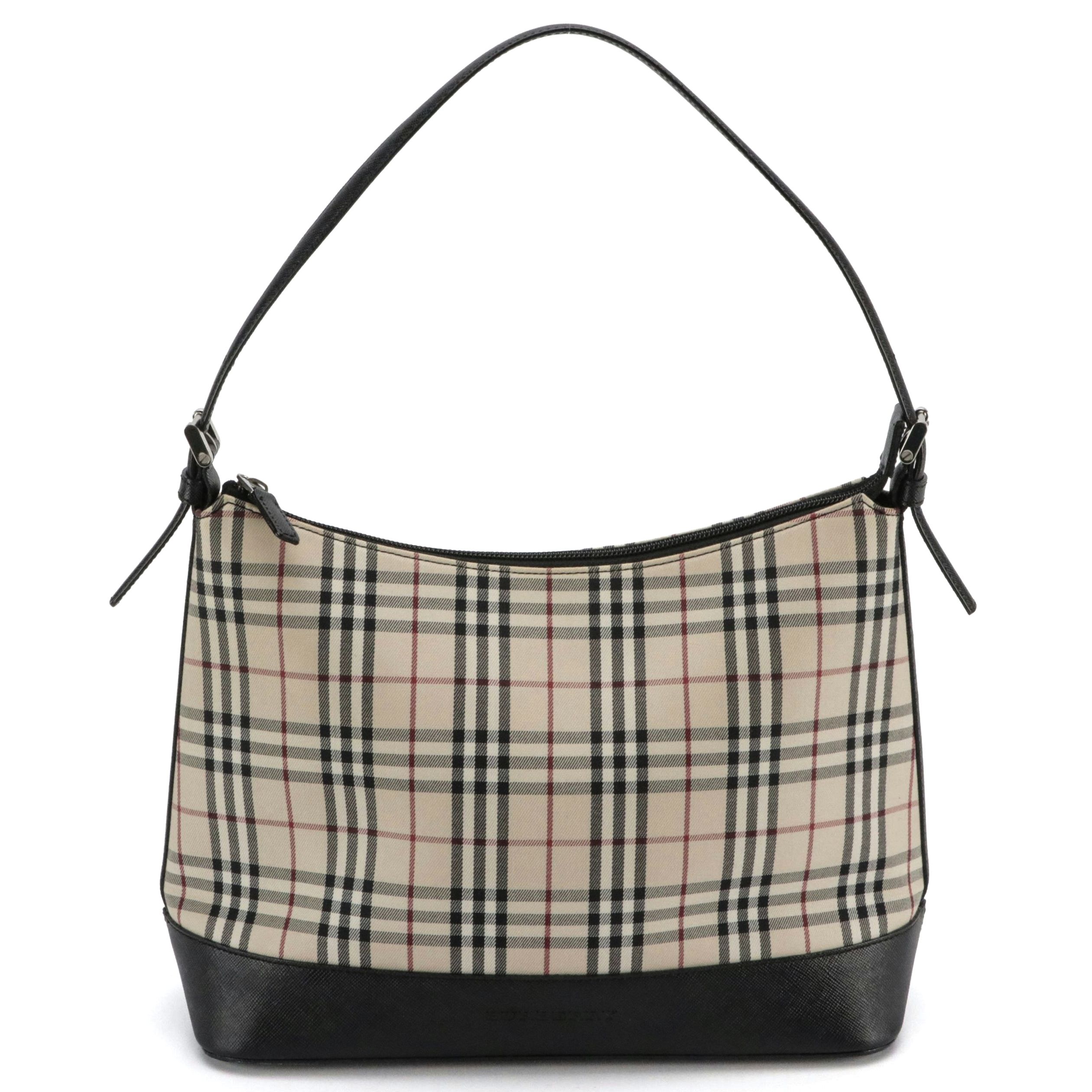 Burberry House Check and Saffiano Leather Shoulder Bag