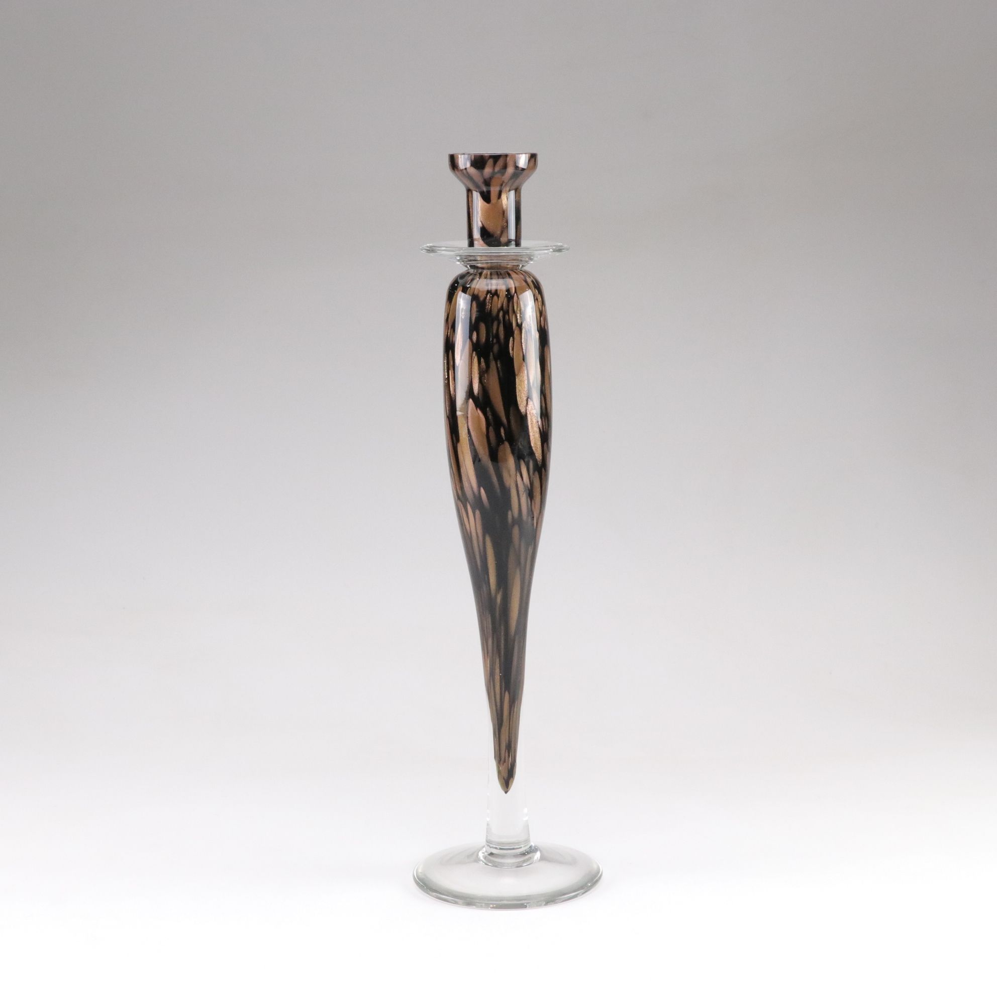 Murano Style Tortoise and Mottled Art Glass Candlesticks