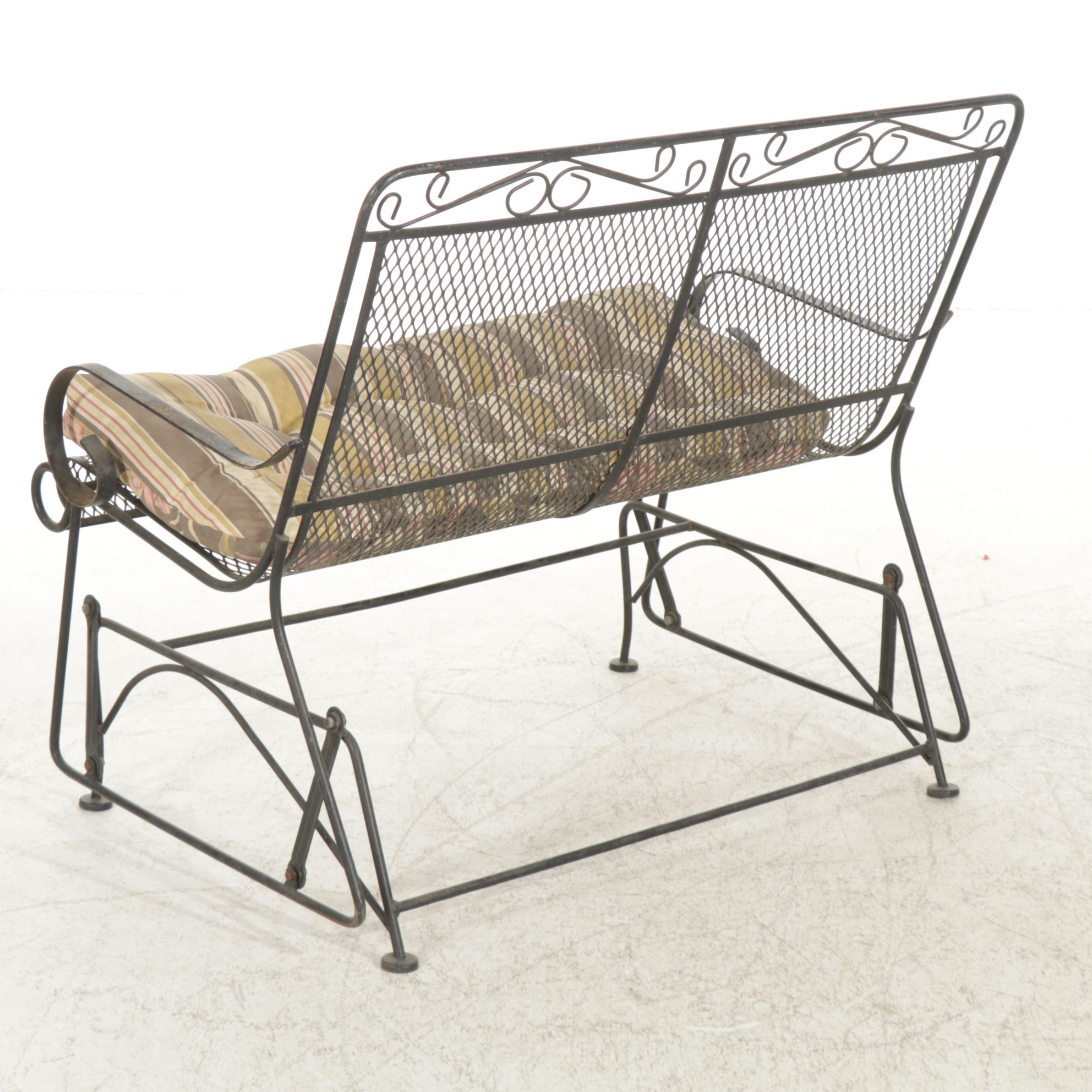 Metal Mesh Patio Glider Loveseat, Bar Cart, and Side Tables