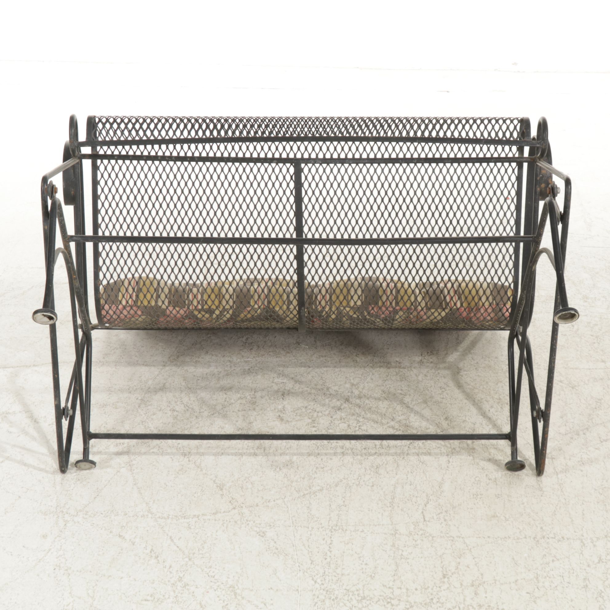 Metal Mesh Patio Glider Loveseat, Bar Cart, and Side Tables