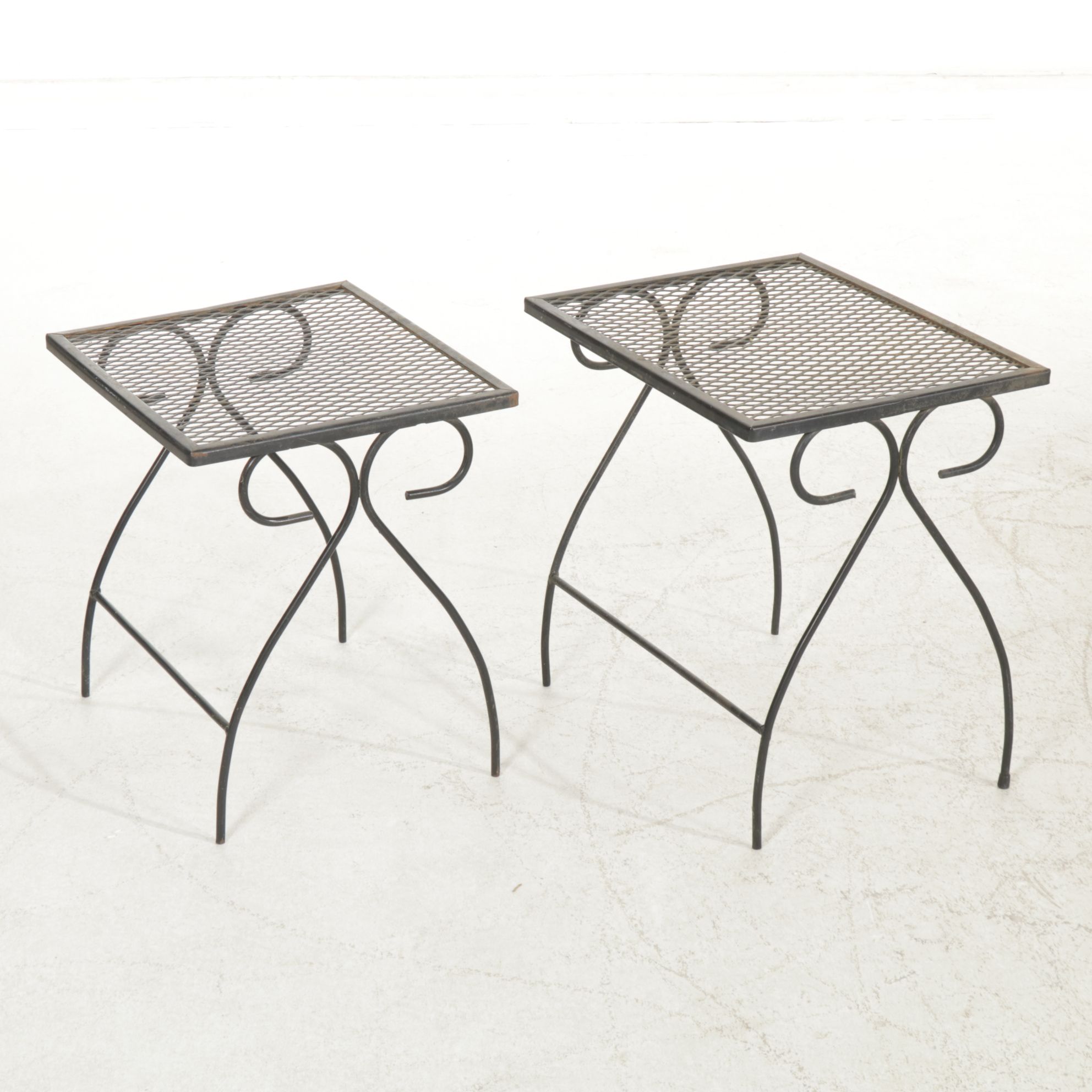 Metal Mesh Patio Glider Loveseat, Bar Cart, and Side Tables