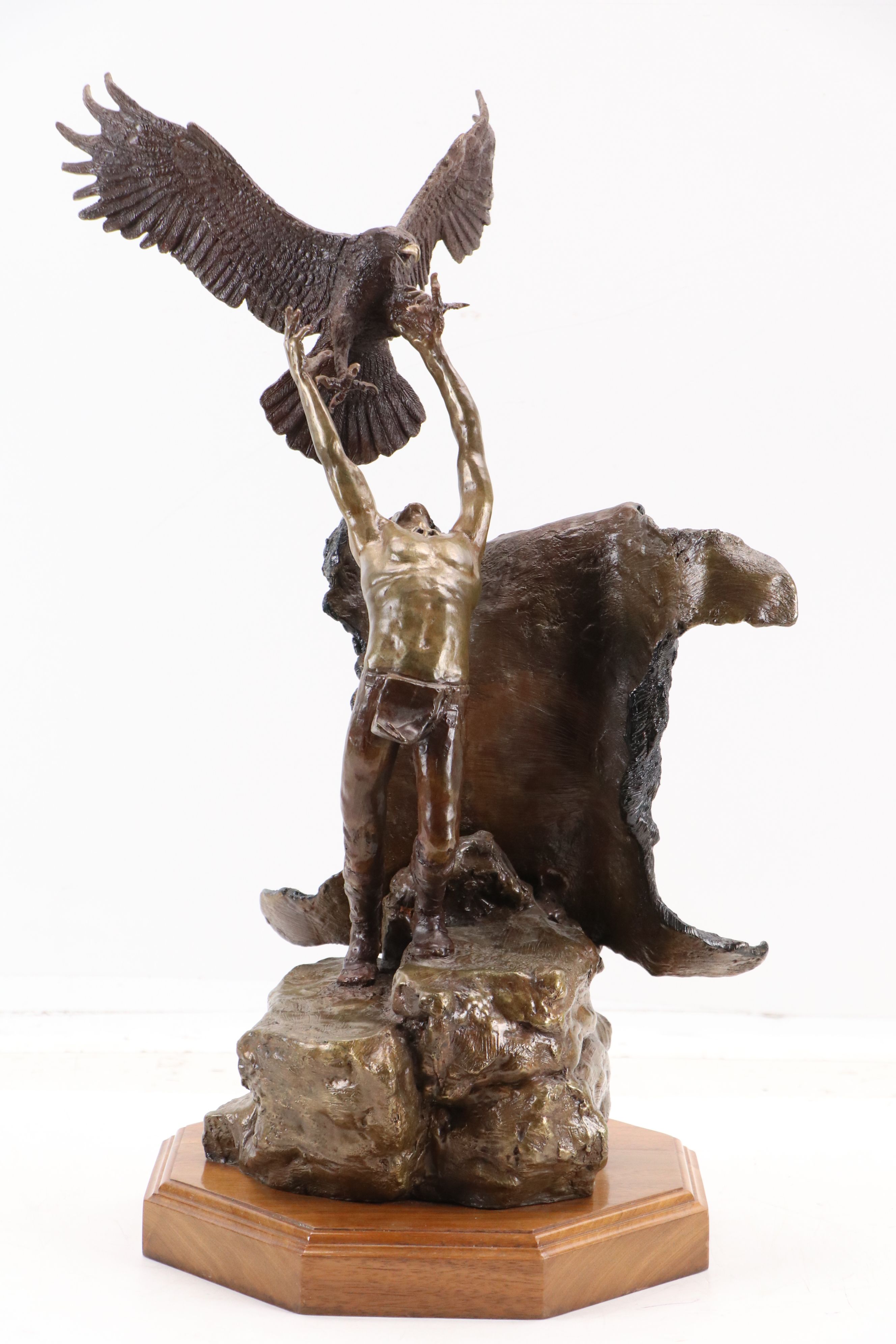 Wally Shoop Cast Bronze Sculpture "Spirit I (Eagle Catcher)," 1986