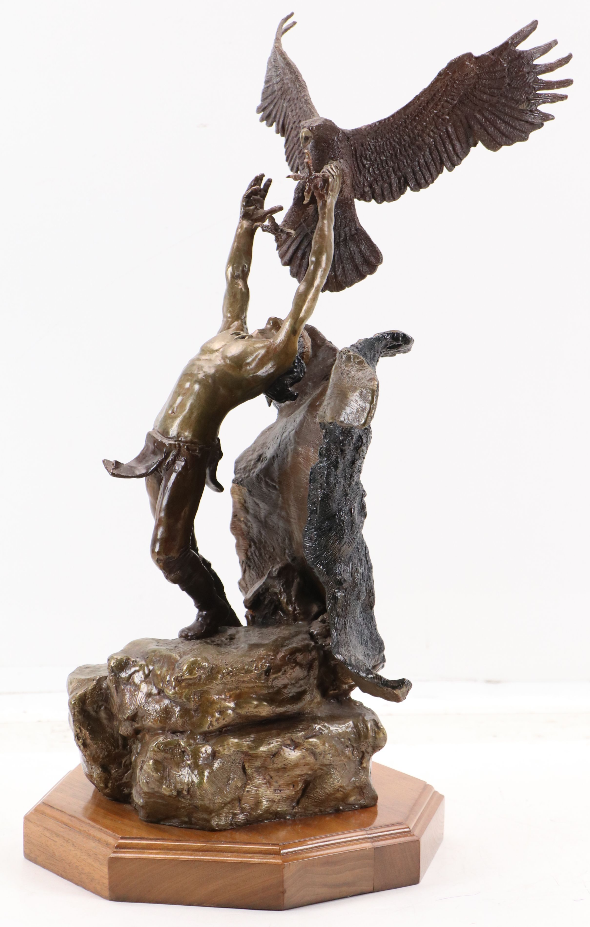Wally Shoop Cast Bronze Sculpture "Spirit I (Eagle Catcher)," 1986