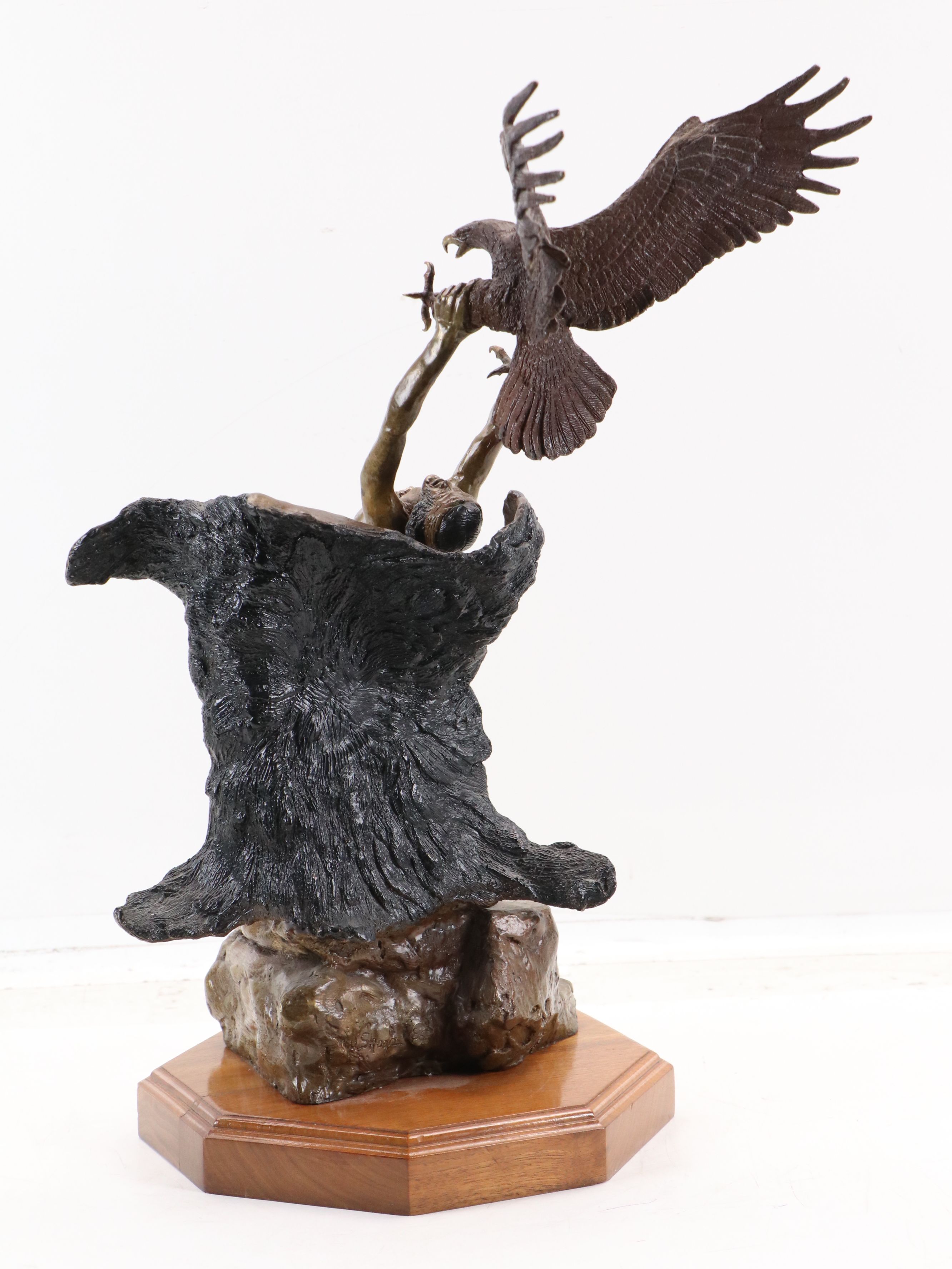 Wally Shoop Cast Bronze Sculpture "Spirit I (Eagle Catcher)," 1986