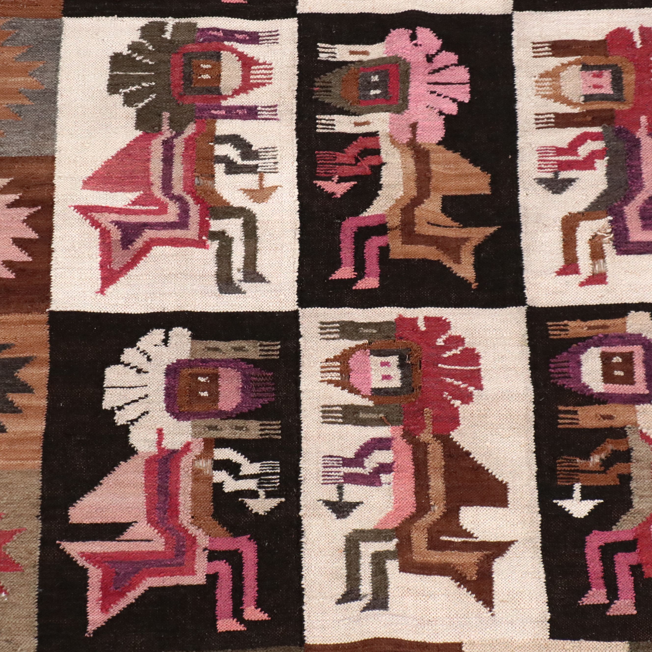 5'6 x 7'2 Handwoven Andean Grid Pictorial Area Rug