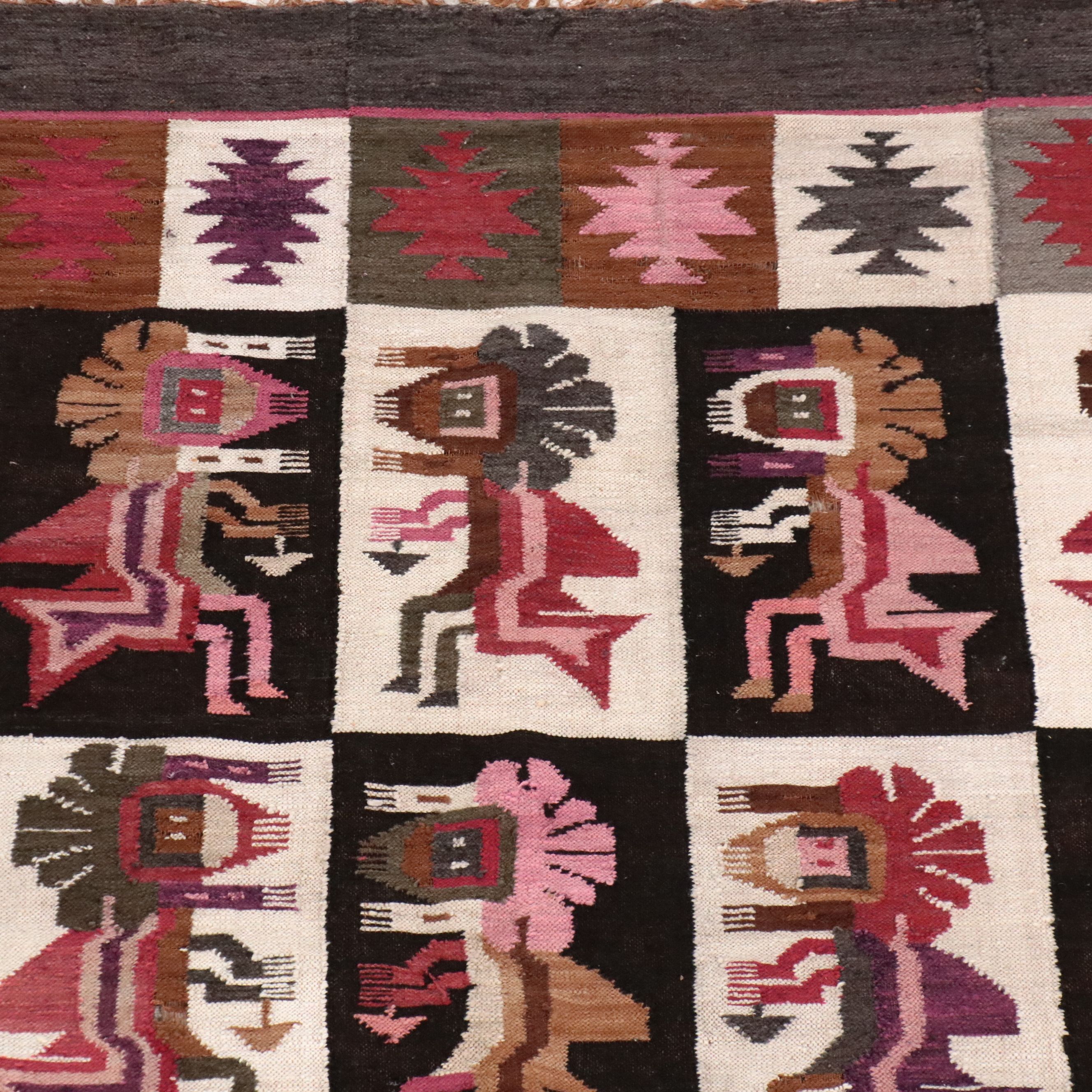 5'6 x 7'2 Handwoven Andean Grid Pictorial Area Rug
