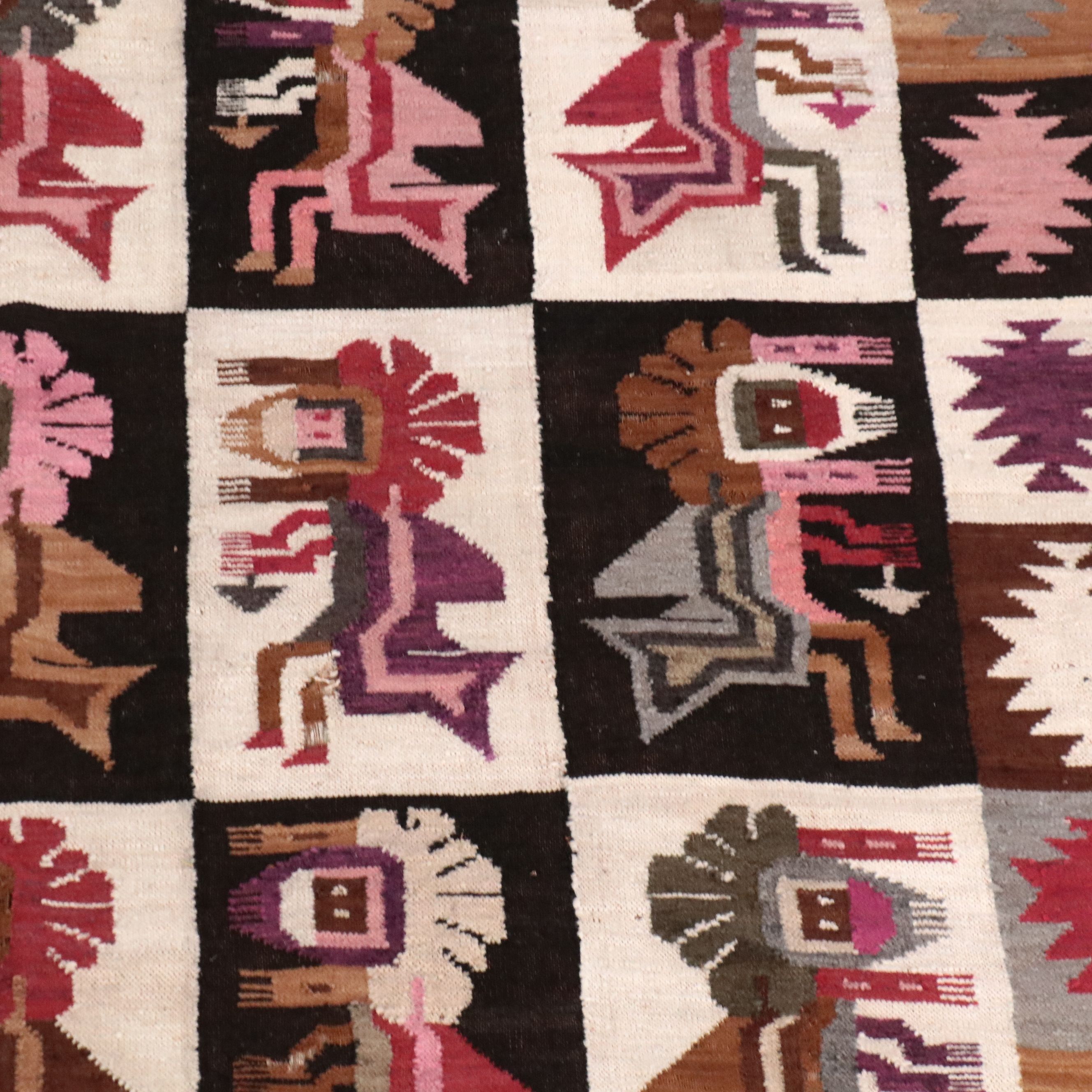 5'6 x 7'2 Handwoven Andean Grid Pictorial Area Rug