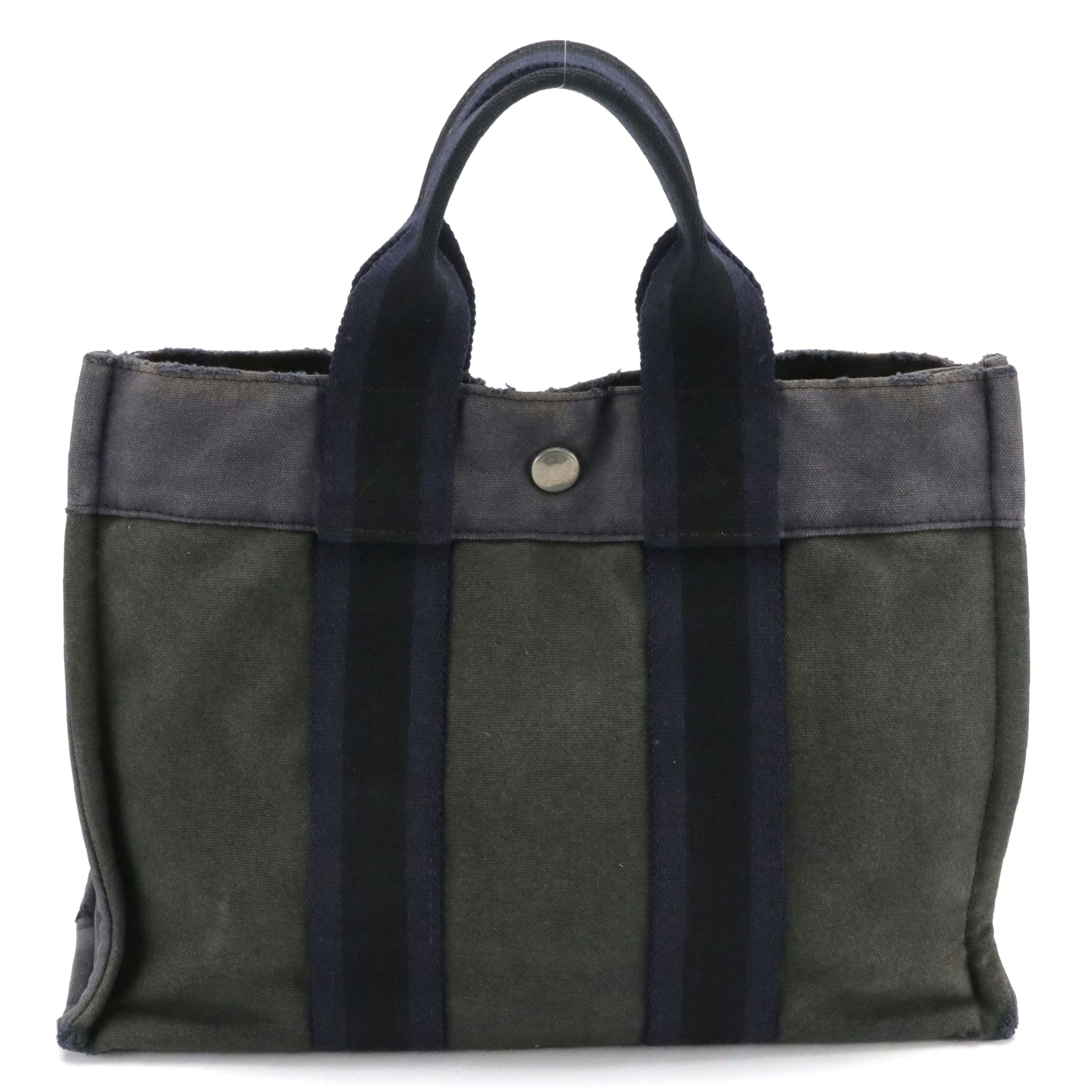 Hermès Fourre-Tout PM in Blue Cotton Canvas