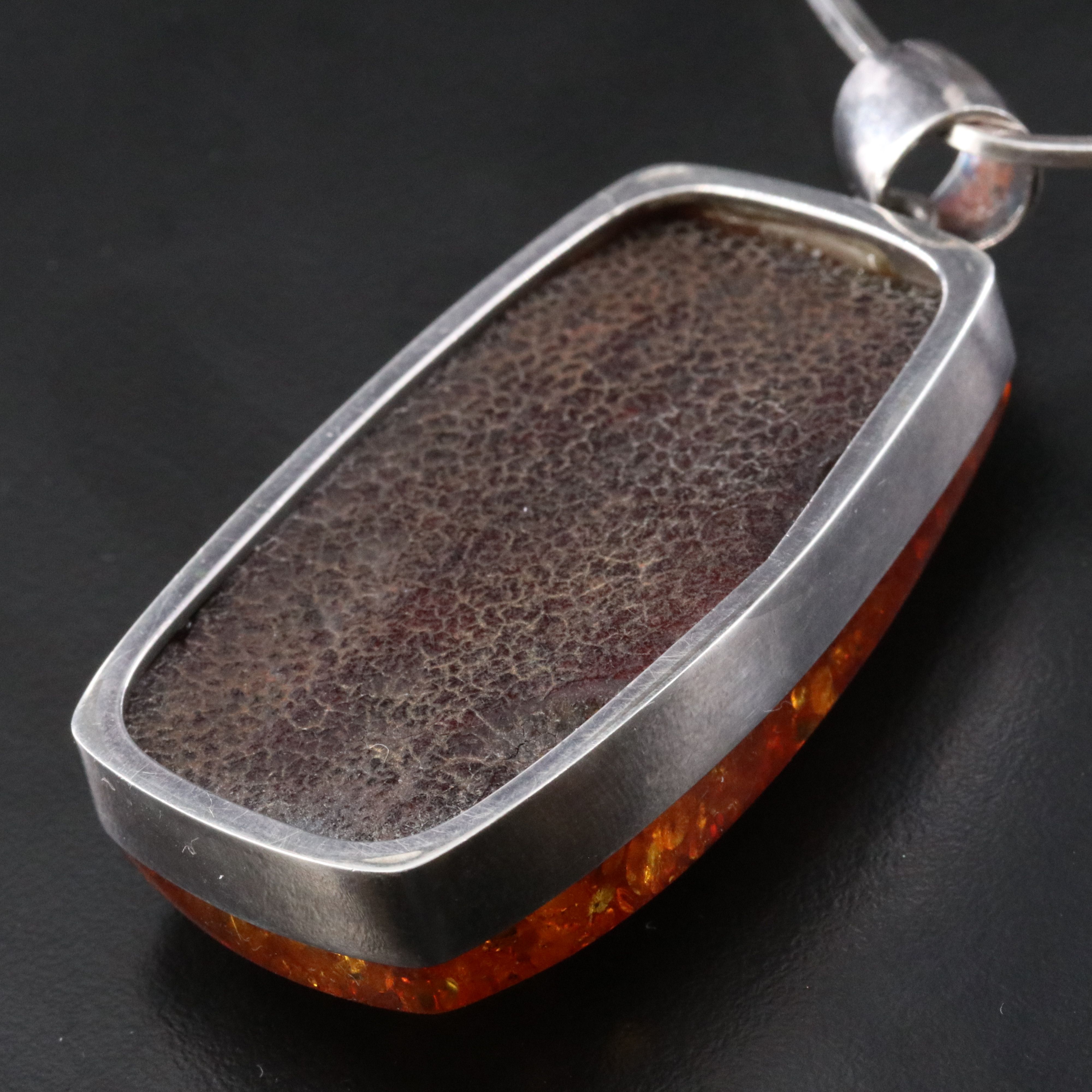 Polish Sterling Amber Wire Collar Necklace