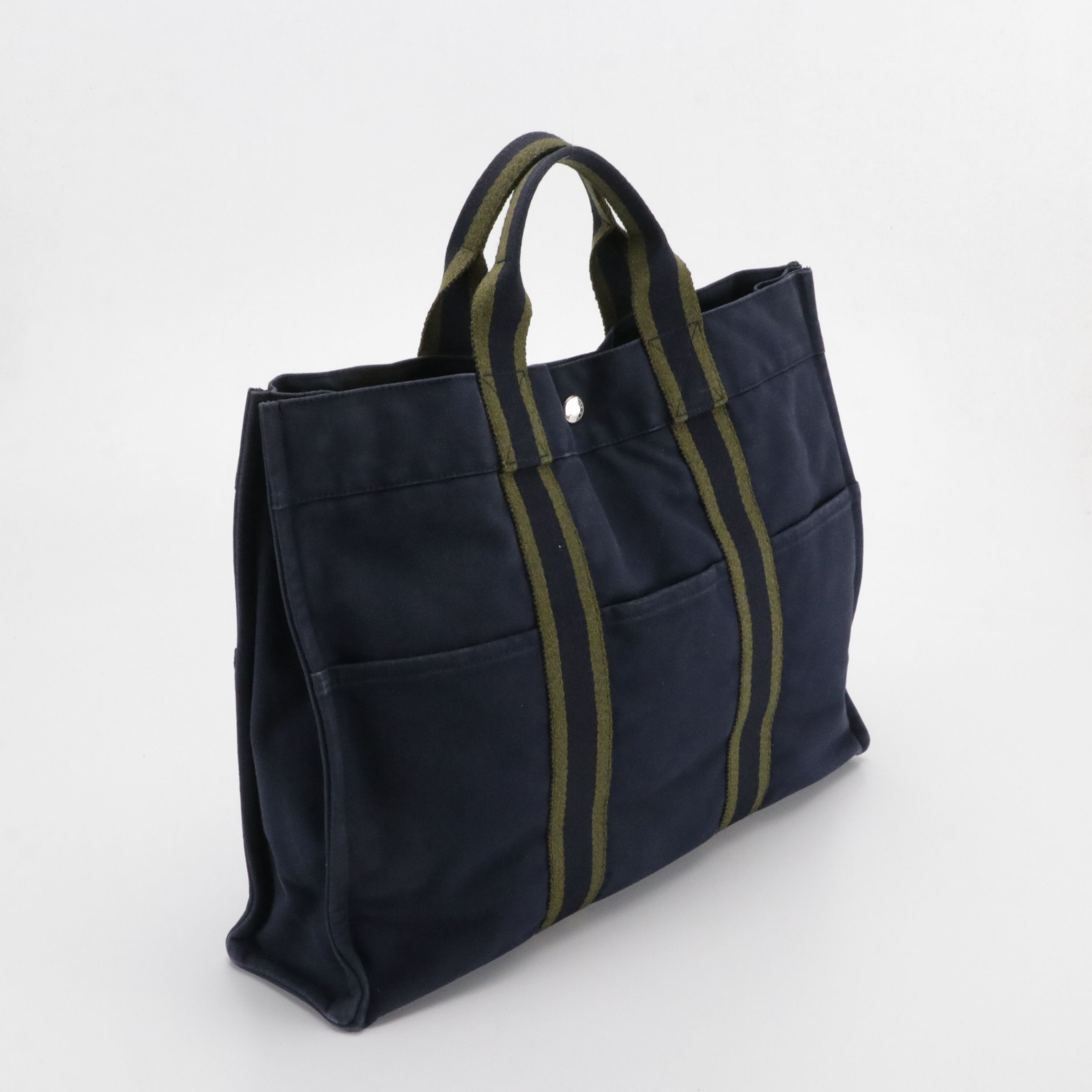 Hermès Cotton Canvas Fourre-Tout MM in Navy/Olive Green