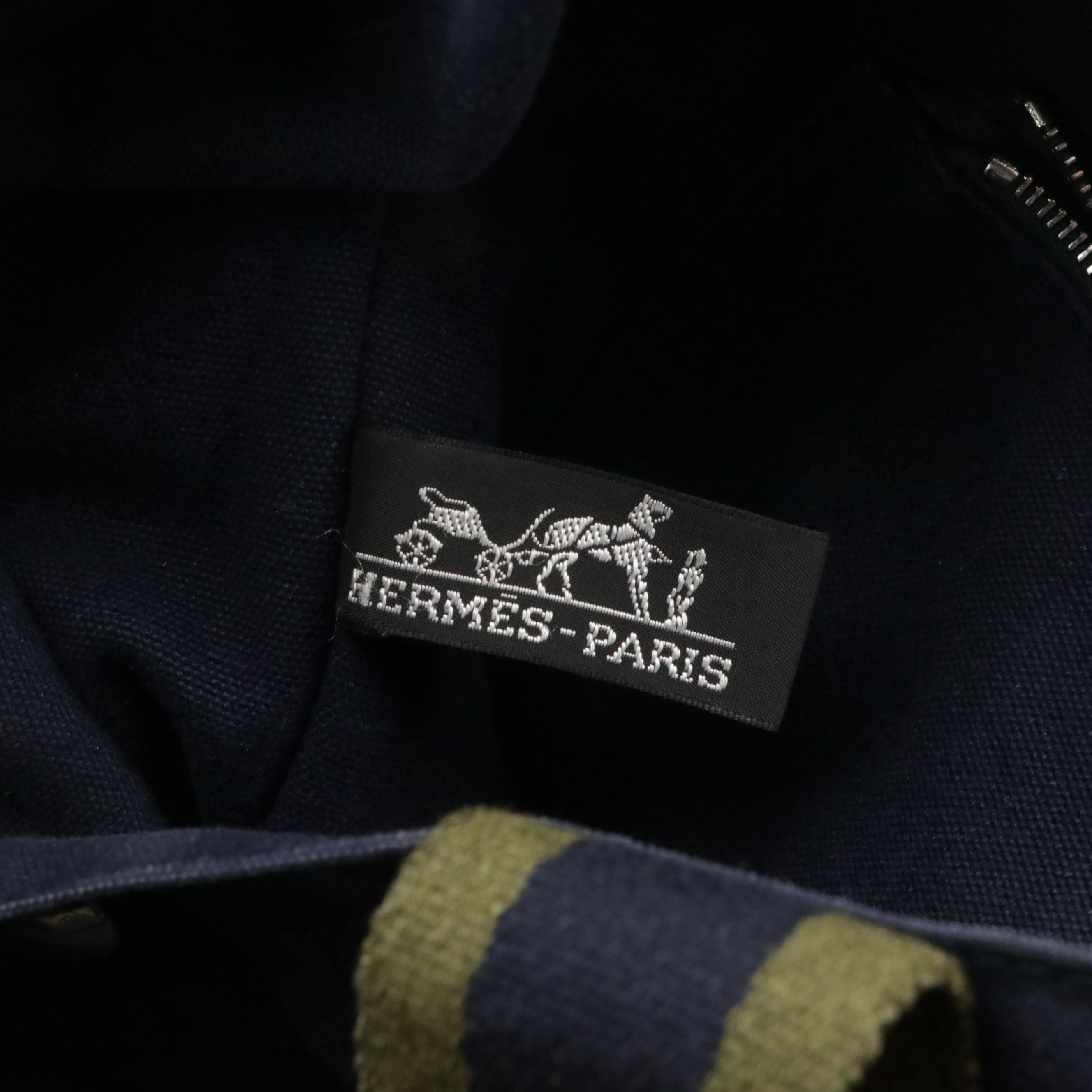 Hermès Cotton Canvas Fourre-Tout MM in Navy/Olive Green