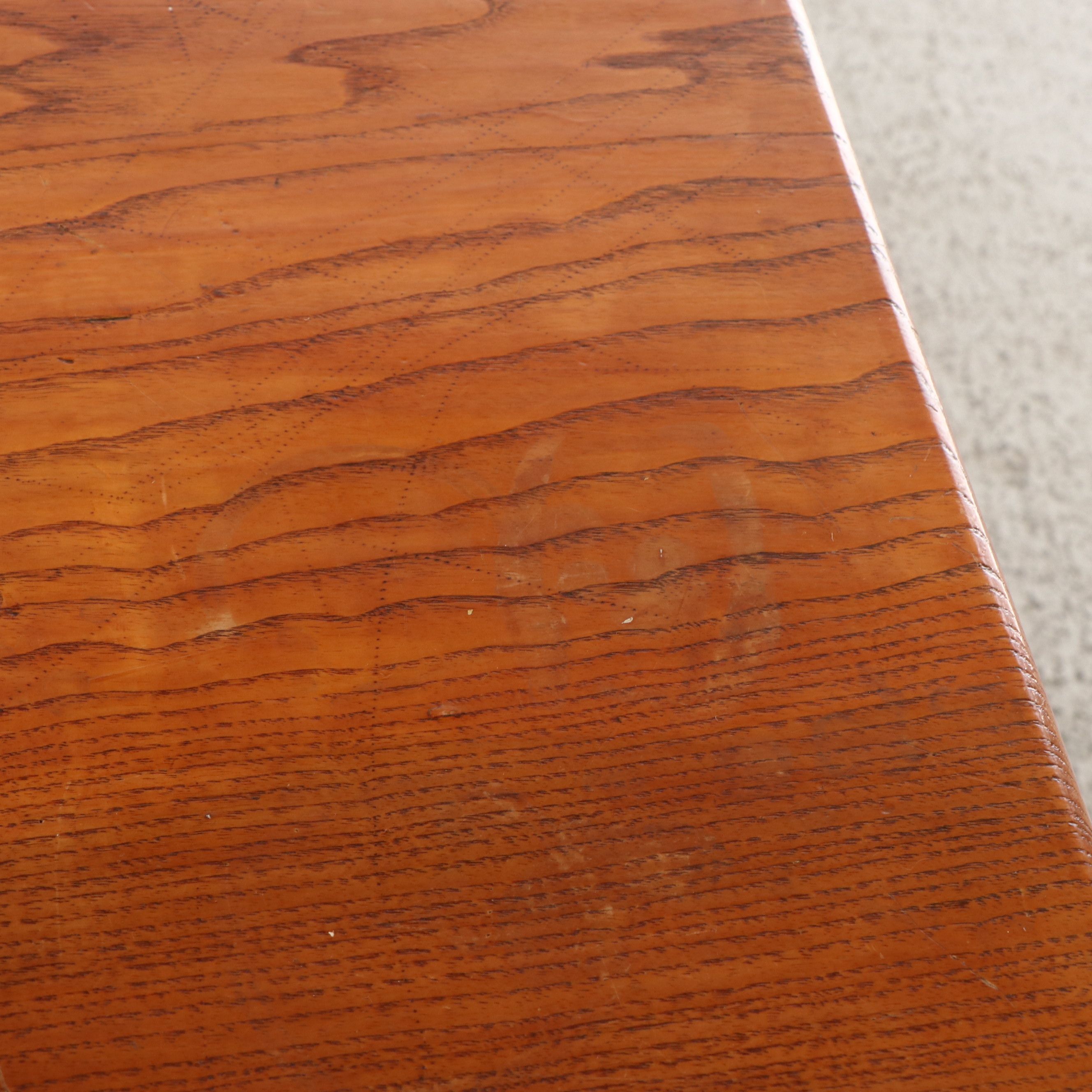 Primitive Style Oak Trestle Table, 20th Century