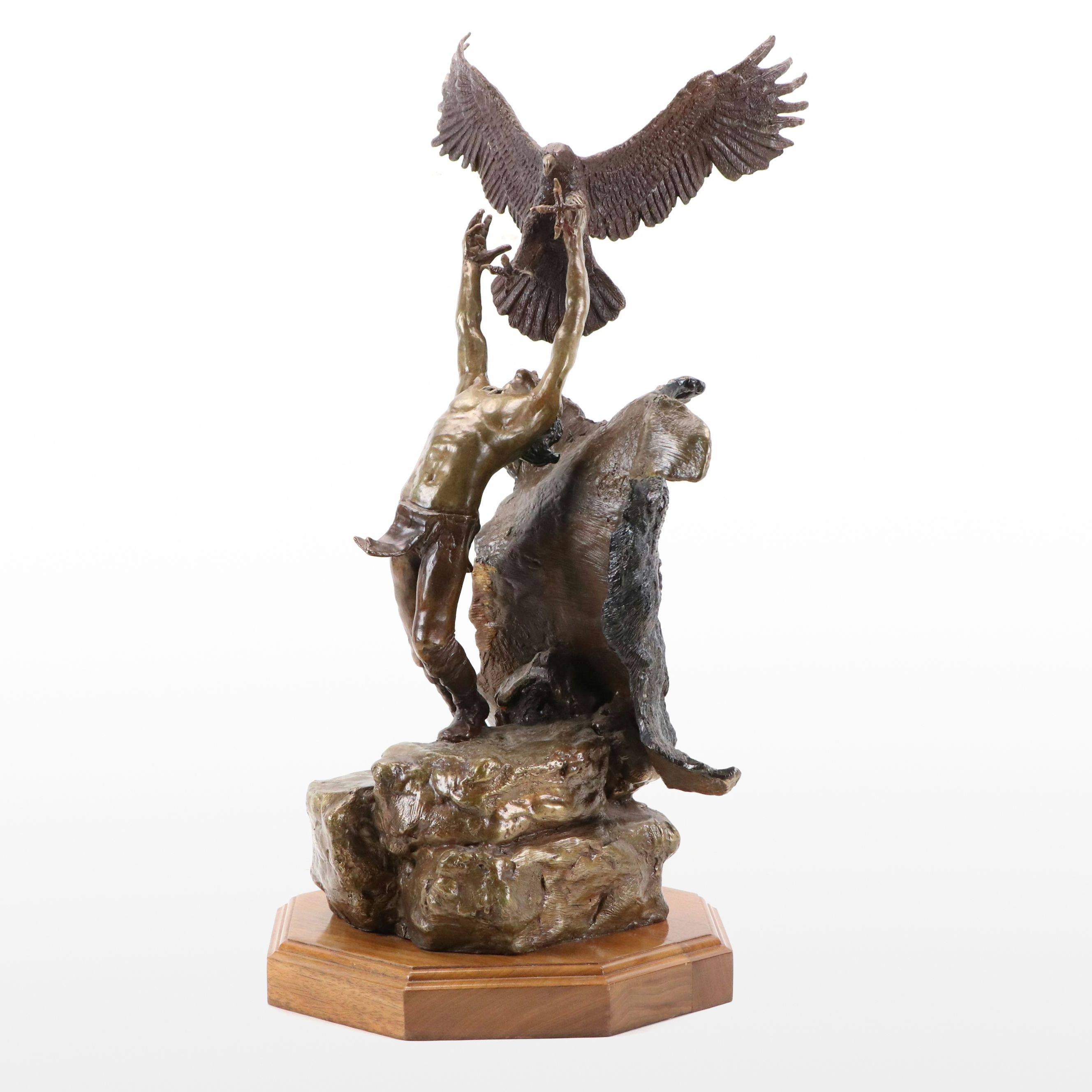 Wally Shoop Cast Bronze Sculpture "Spirit I (Eagle Catcher)," 1986