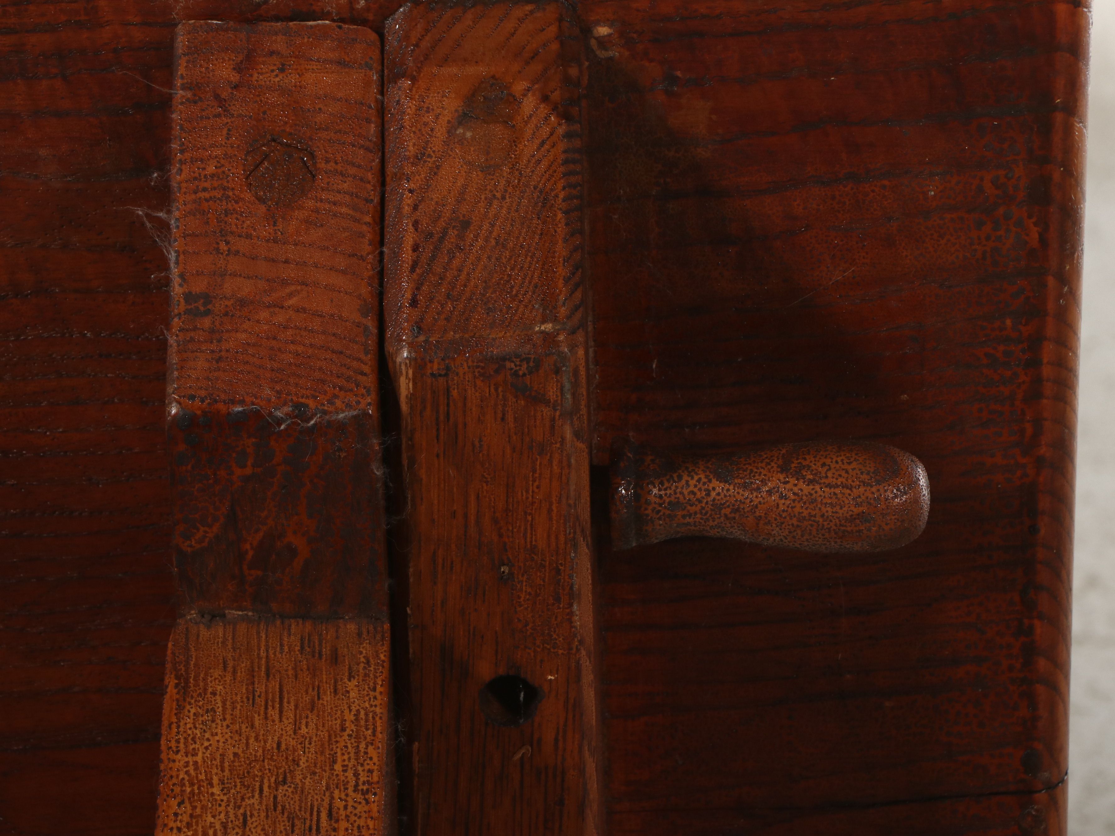 Primitive Style Oak Trestle Table, 20th Century