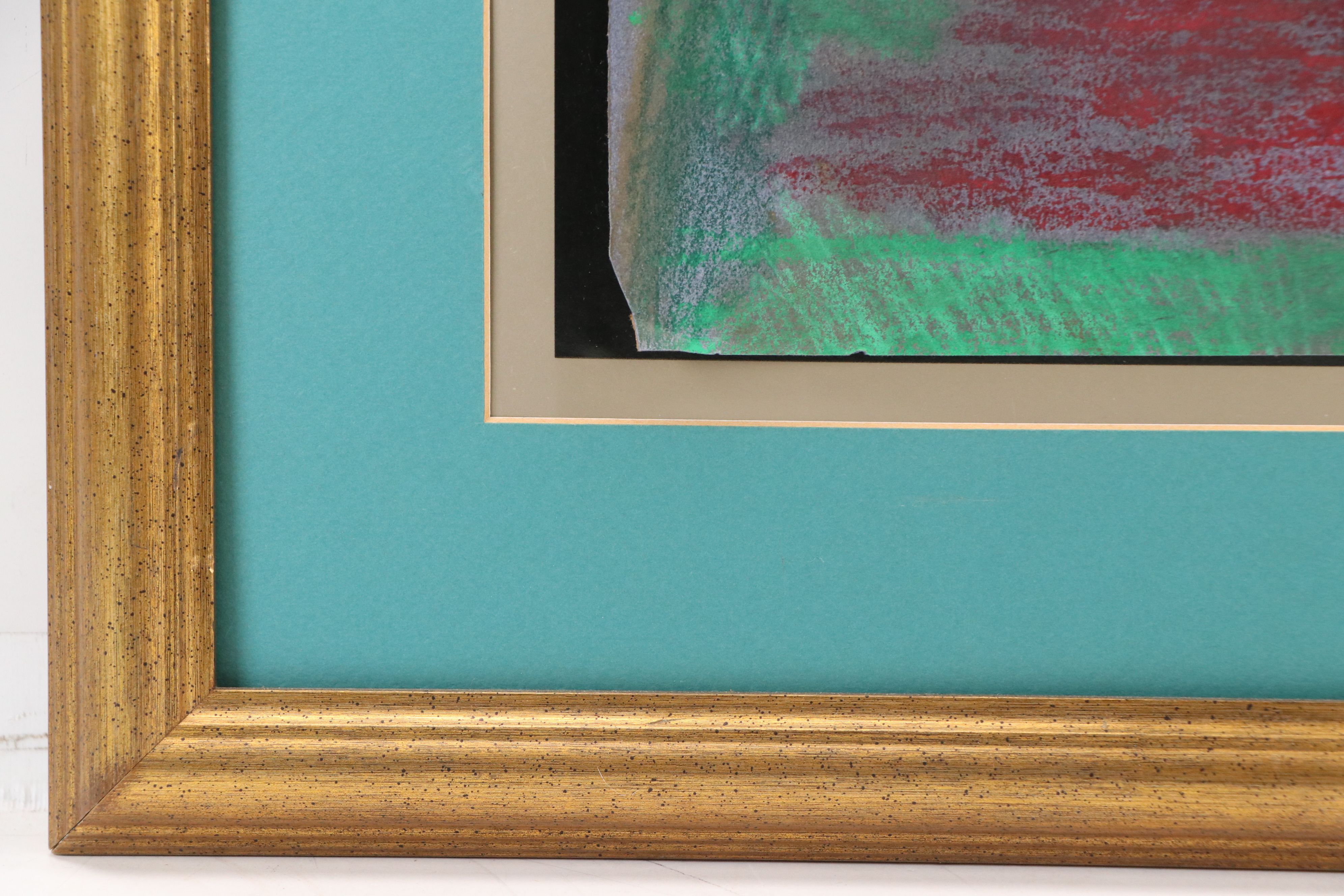 Mixed Media Drawing of Virgin Mary with Metal Milagro Heart, 1991