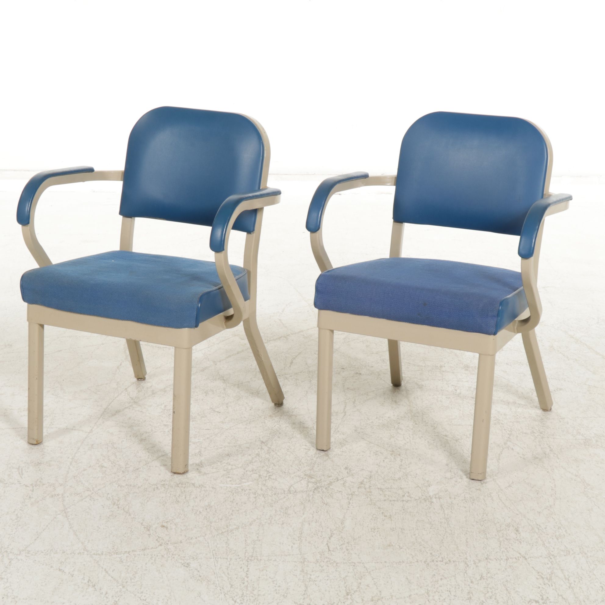 Pair of Harter Metal Frame Office Chairs with Fabric and Faux Leather Upholstery