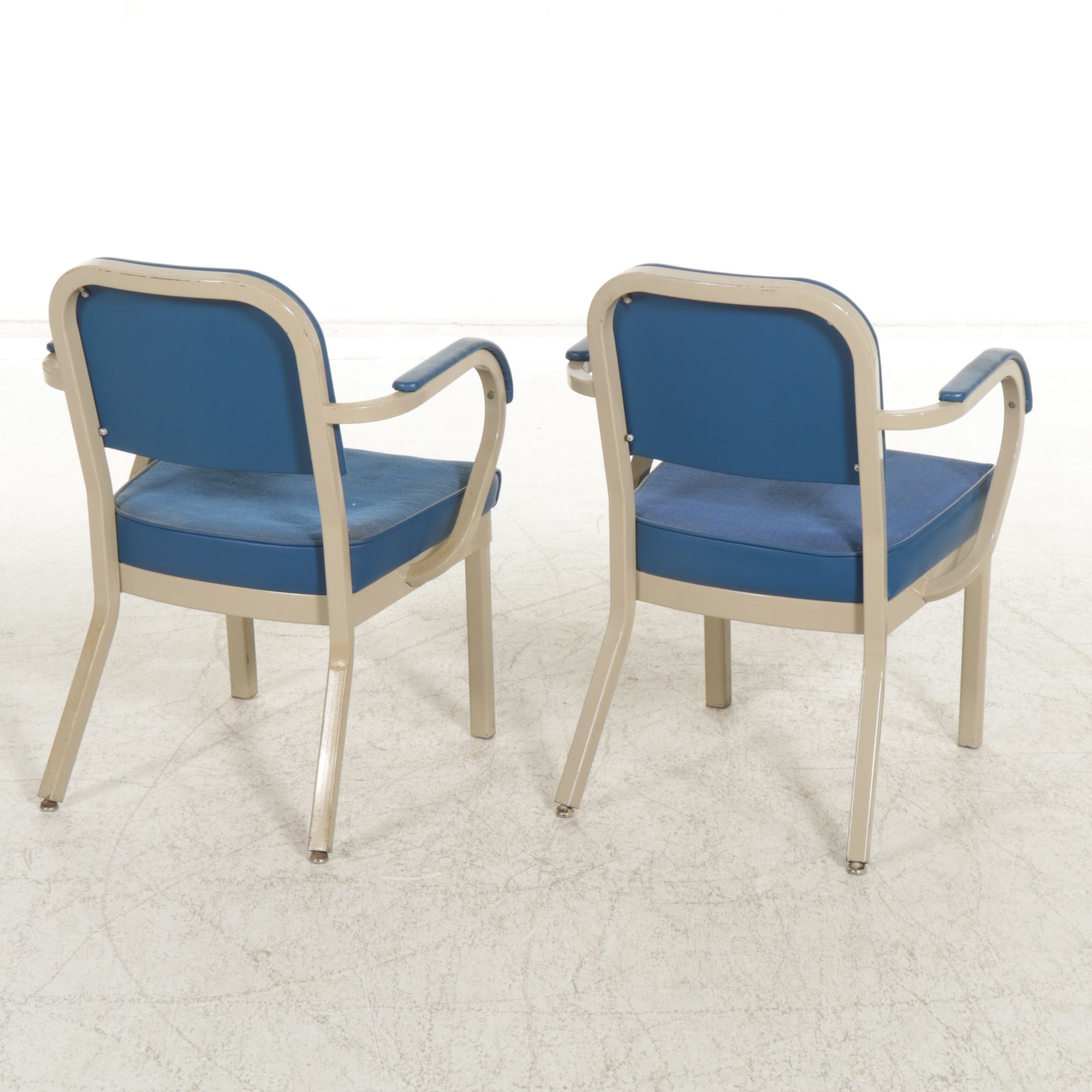 Pair of Harter Metal Frame Office Chairs with Fabric and Faux Leather Upholstery