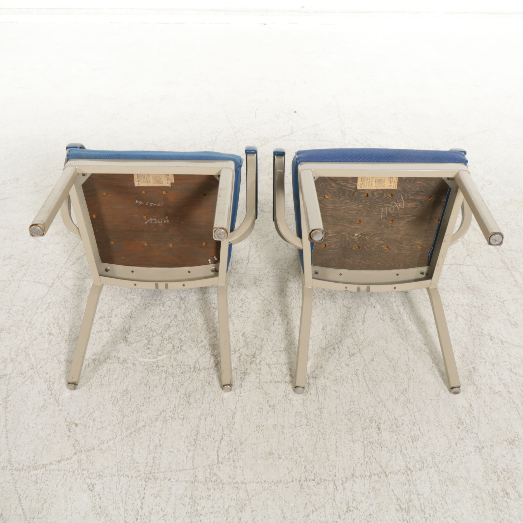 Pair of Harter Metal Frame Office Chairs with Fabric and Faux Leather Upholstery