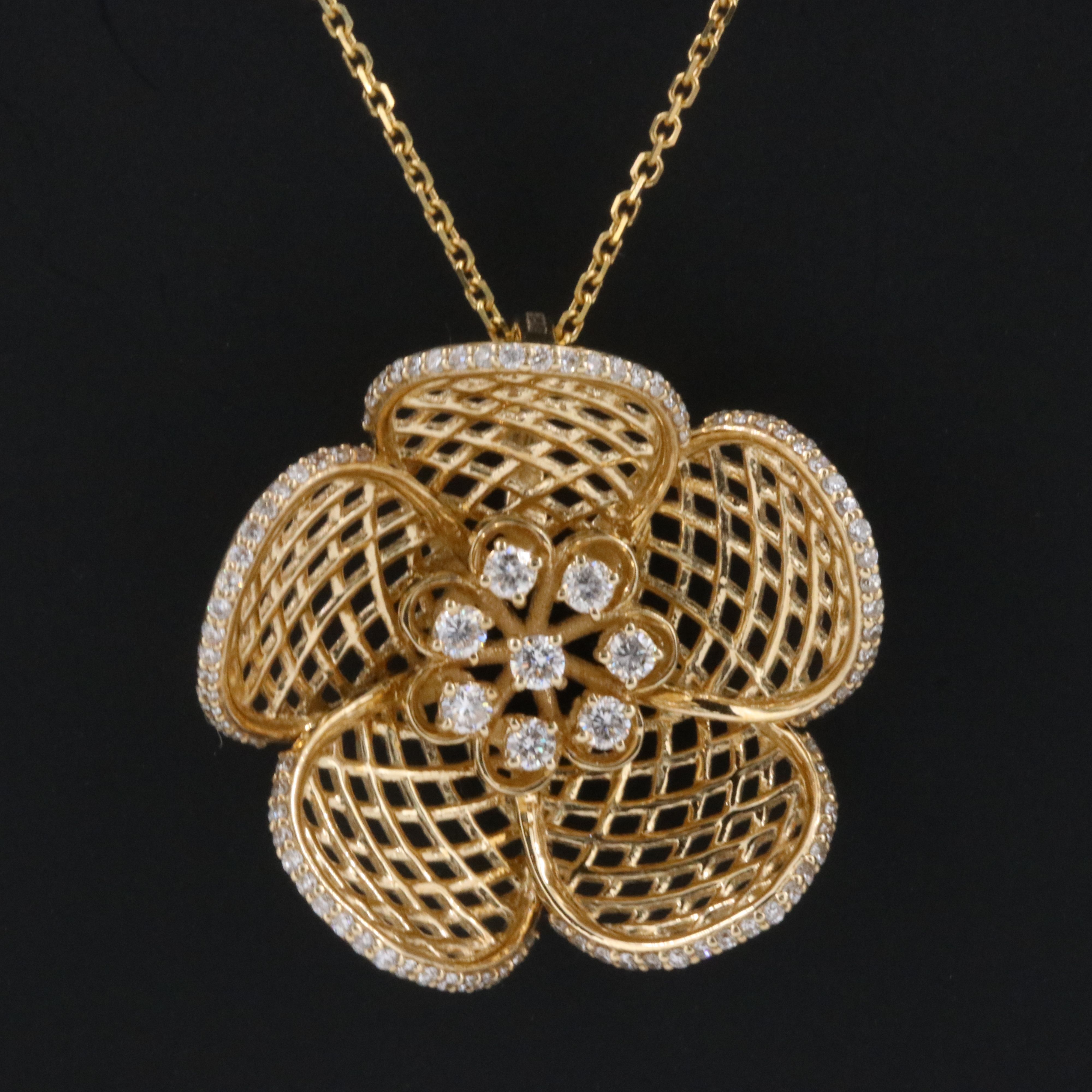 Sonia B. 14K 0.53 CTW Diamond Flower Pendant Necklace