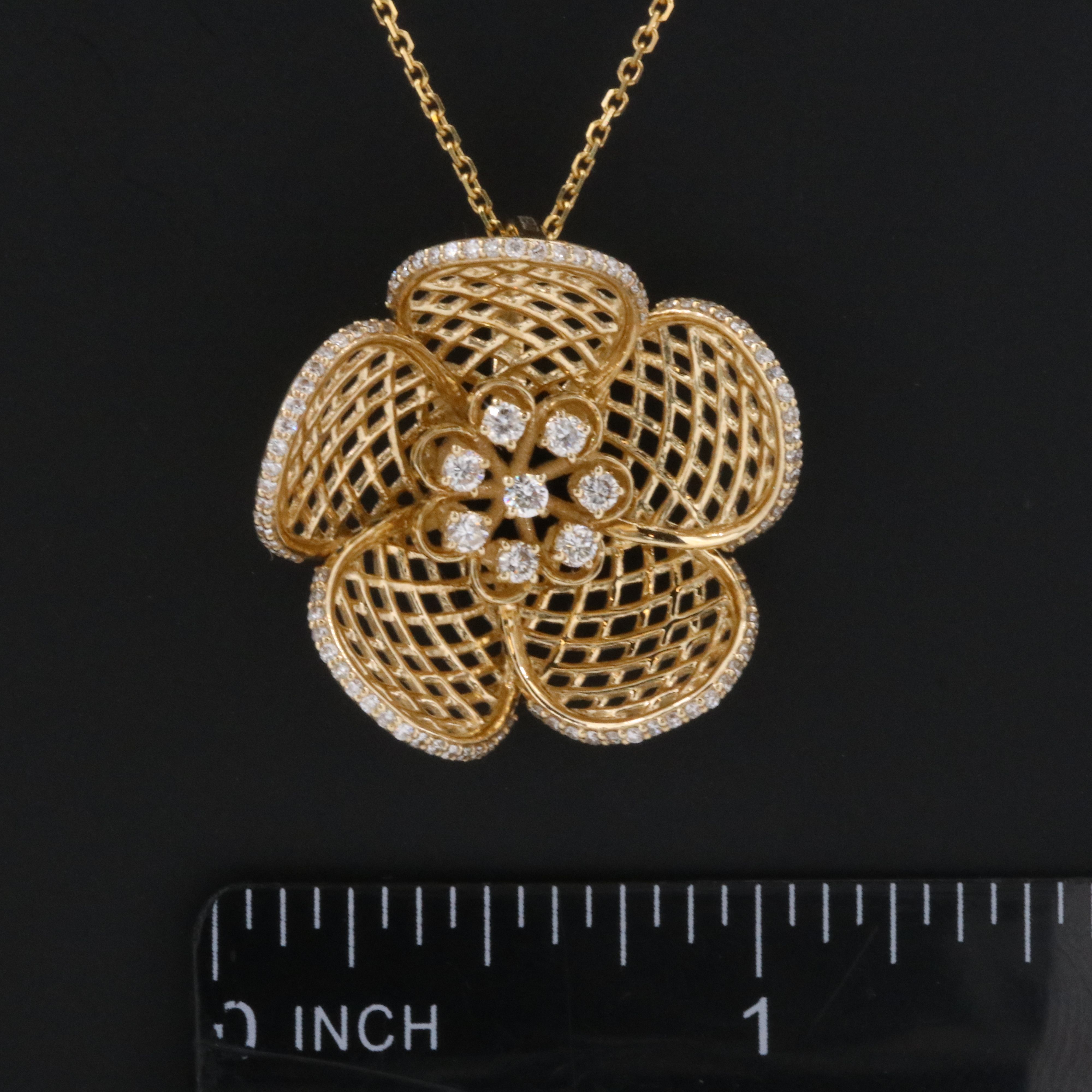 Sonia B. 14K 0.53 CTW Diamond Flower Pendant Necklace