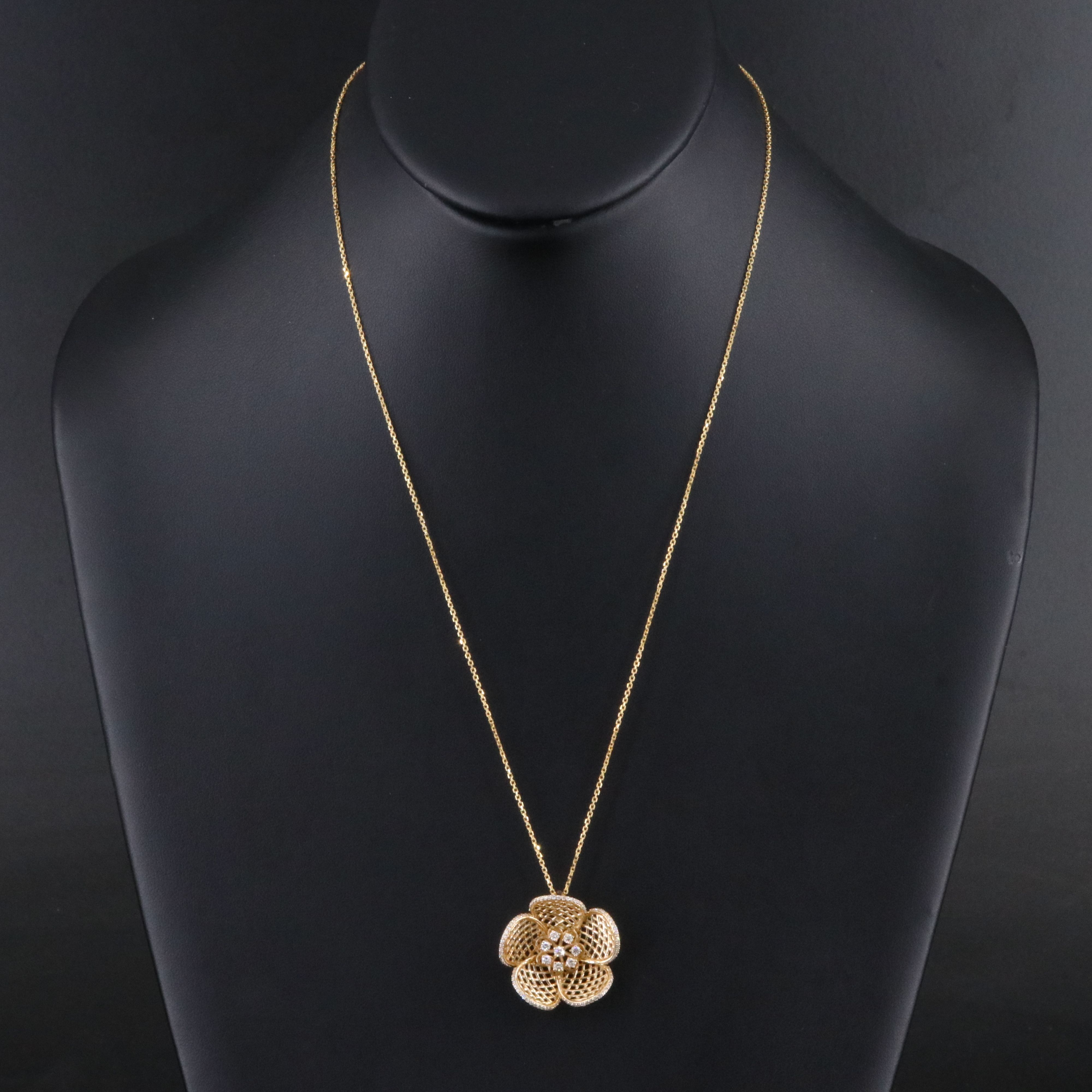 Sonia B. 14K 0.53 CTW Diamond Flower Pendant Necklace