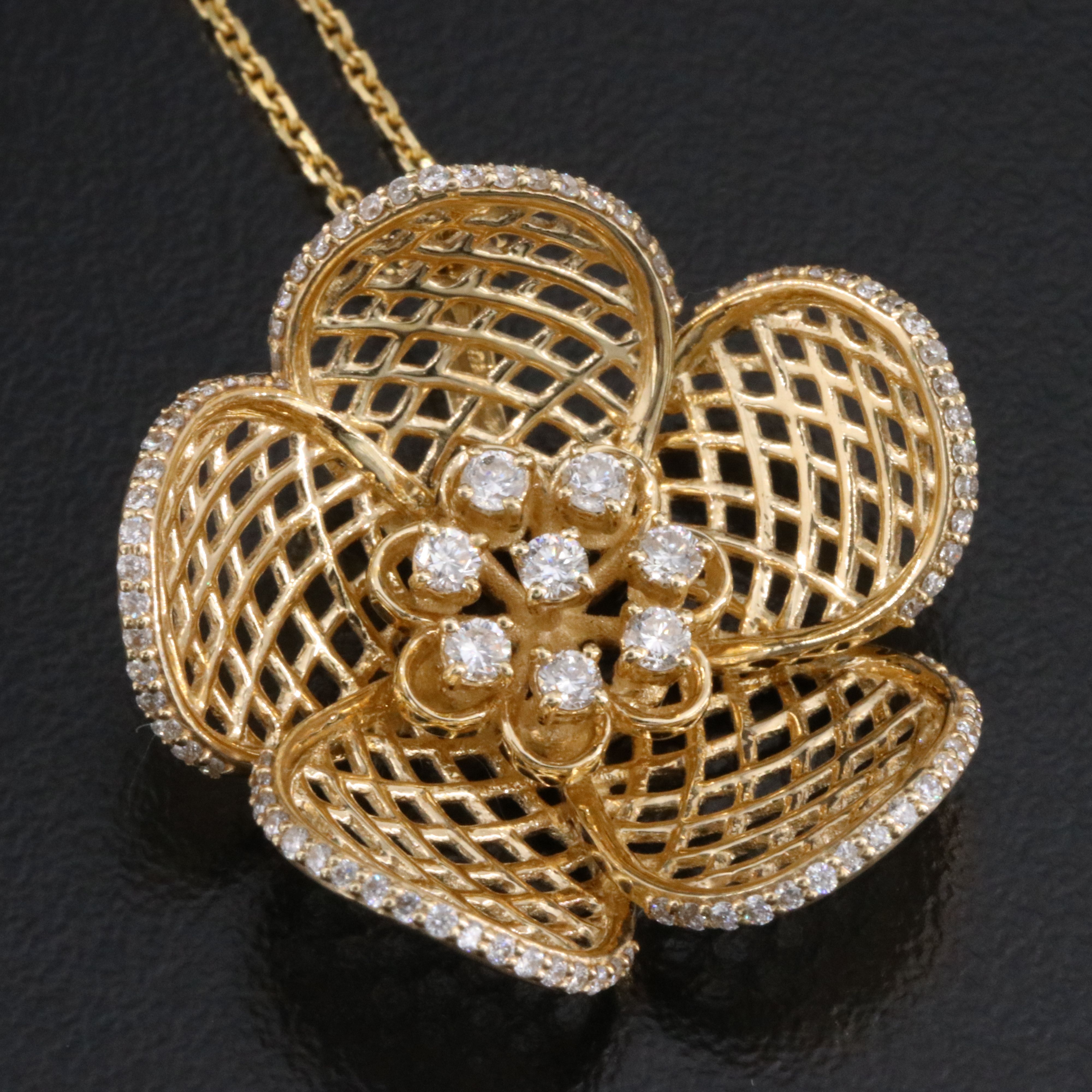 Sonia B. 14K 0.53 CTW Diamond Flower Pendant Necklace