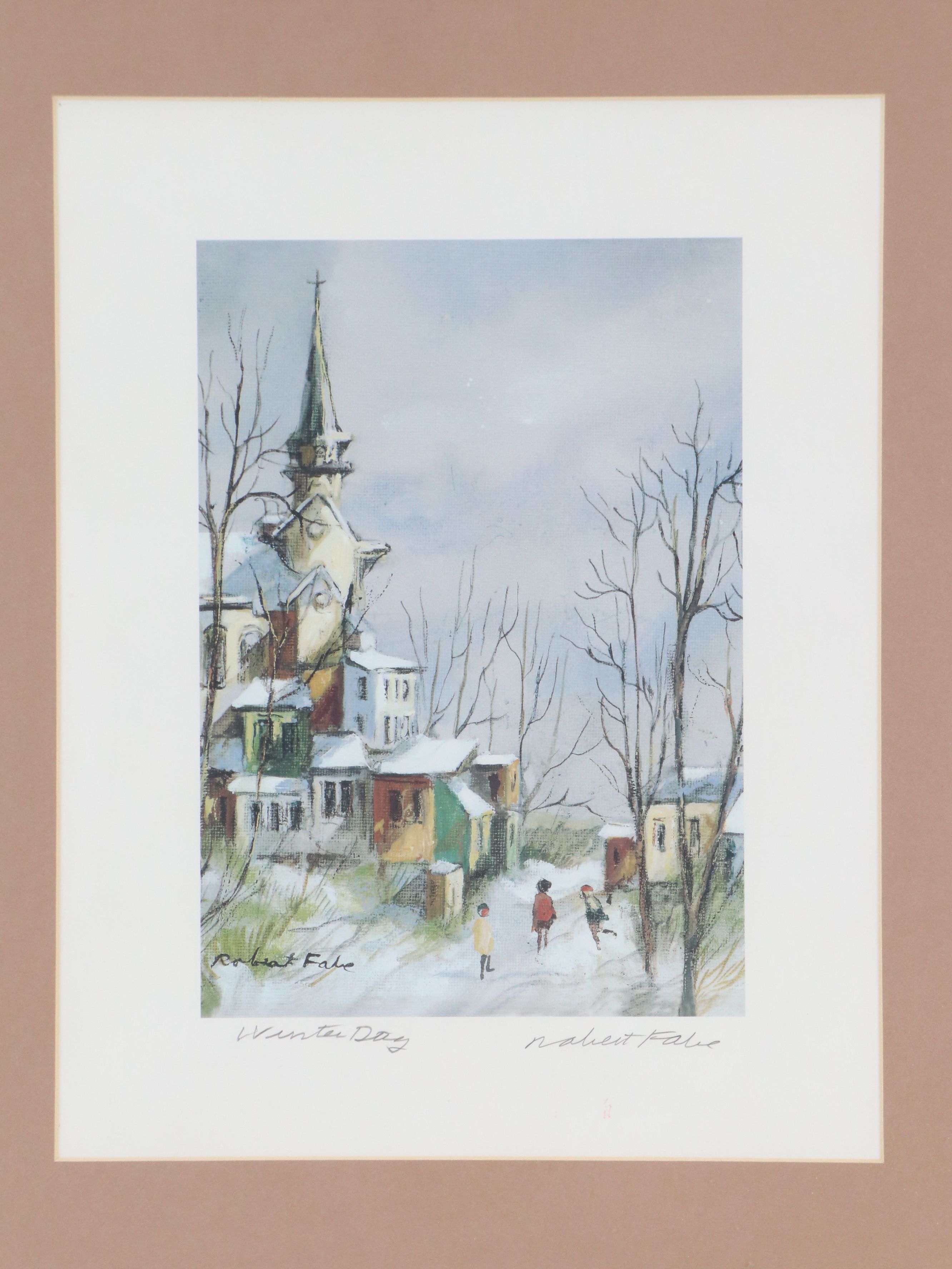 Robert Fabe Offset Lithograph "Winter Day," Late 20th Century