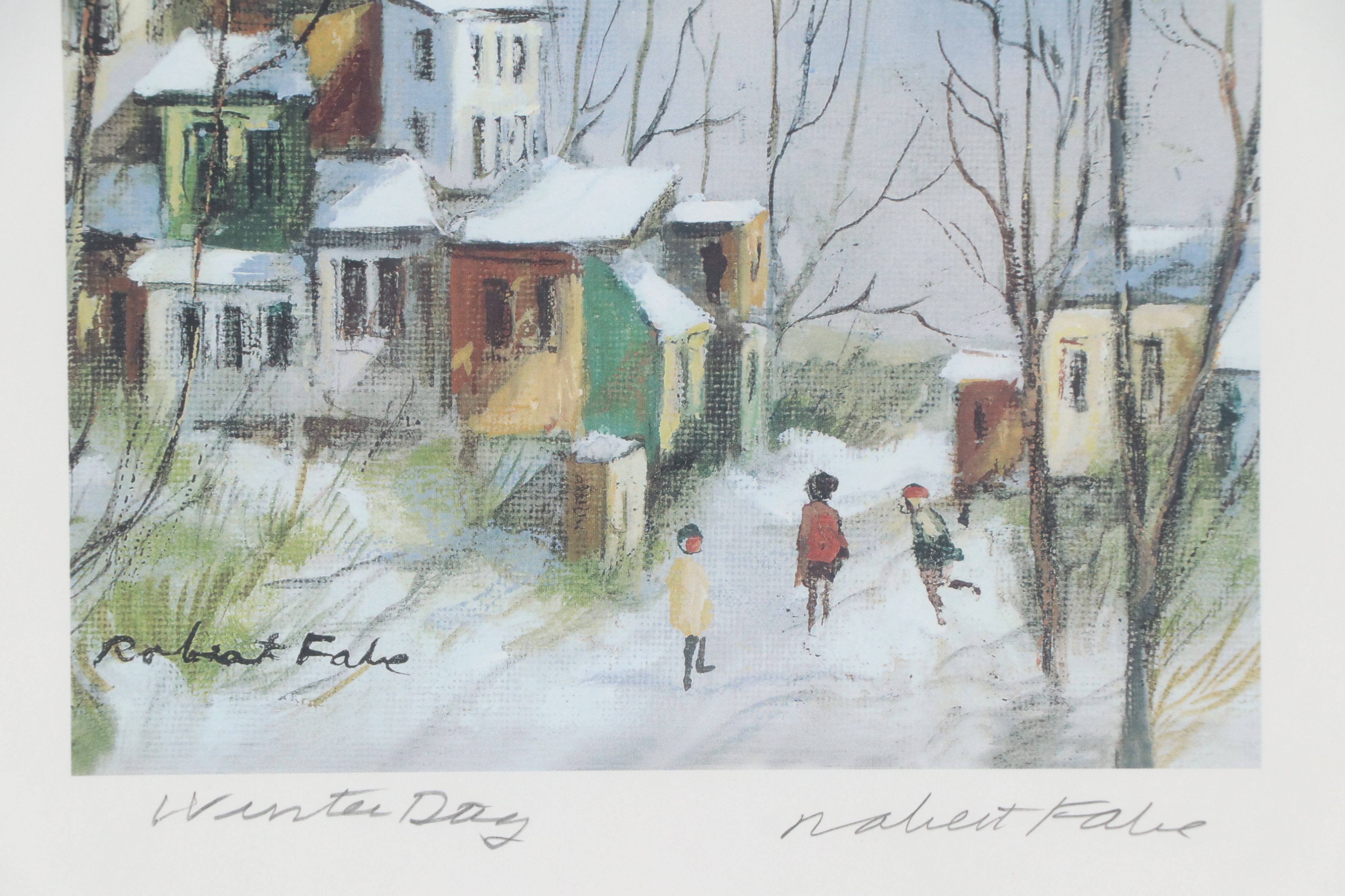 Robert Fabe Offset Lithograph "Winter Day," Late 20th Century