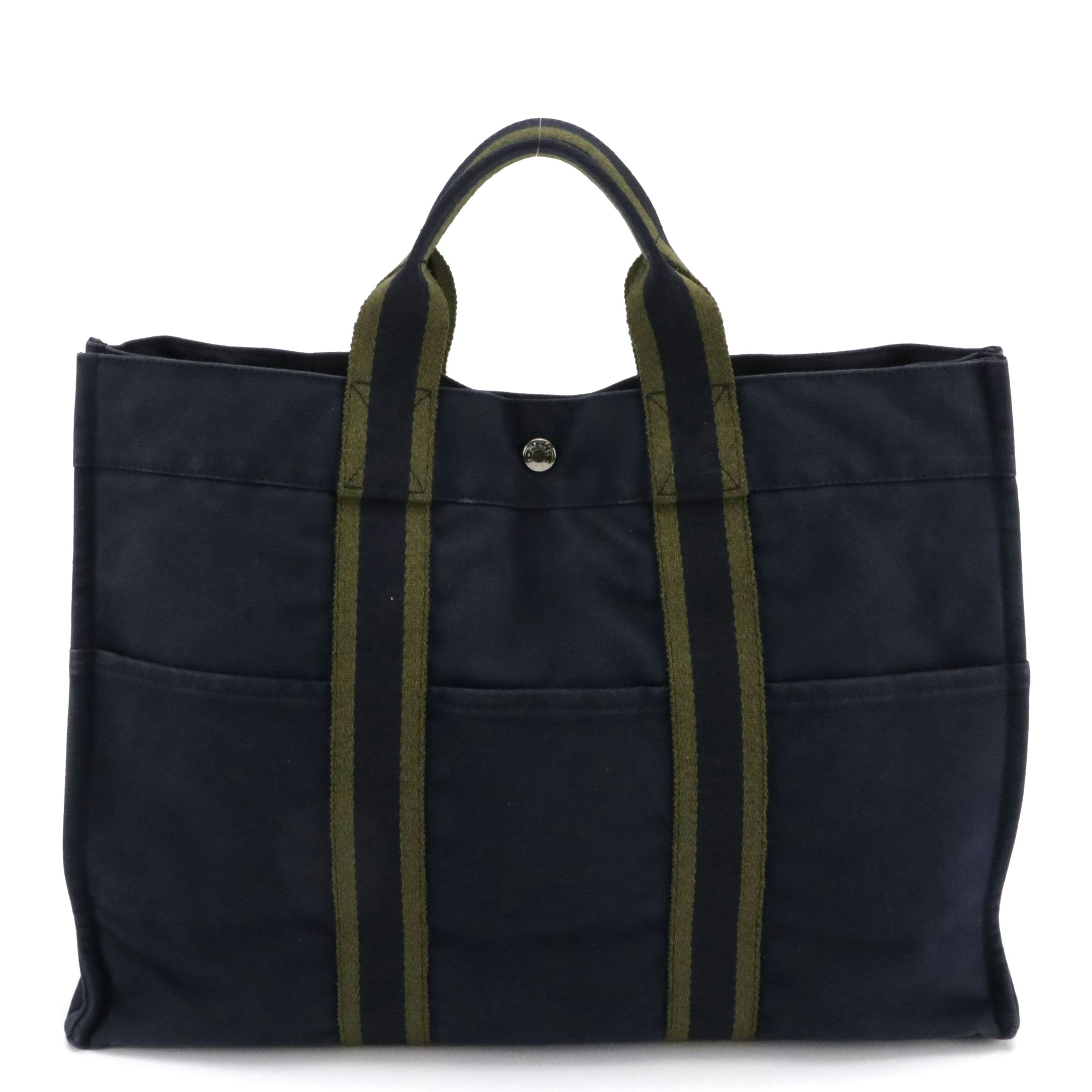 Hermès Cotton Canvas Fourre-Tout MM in Navy/Olive Green