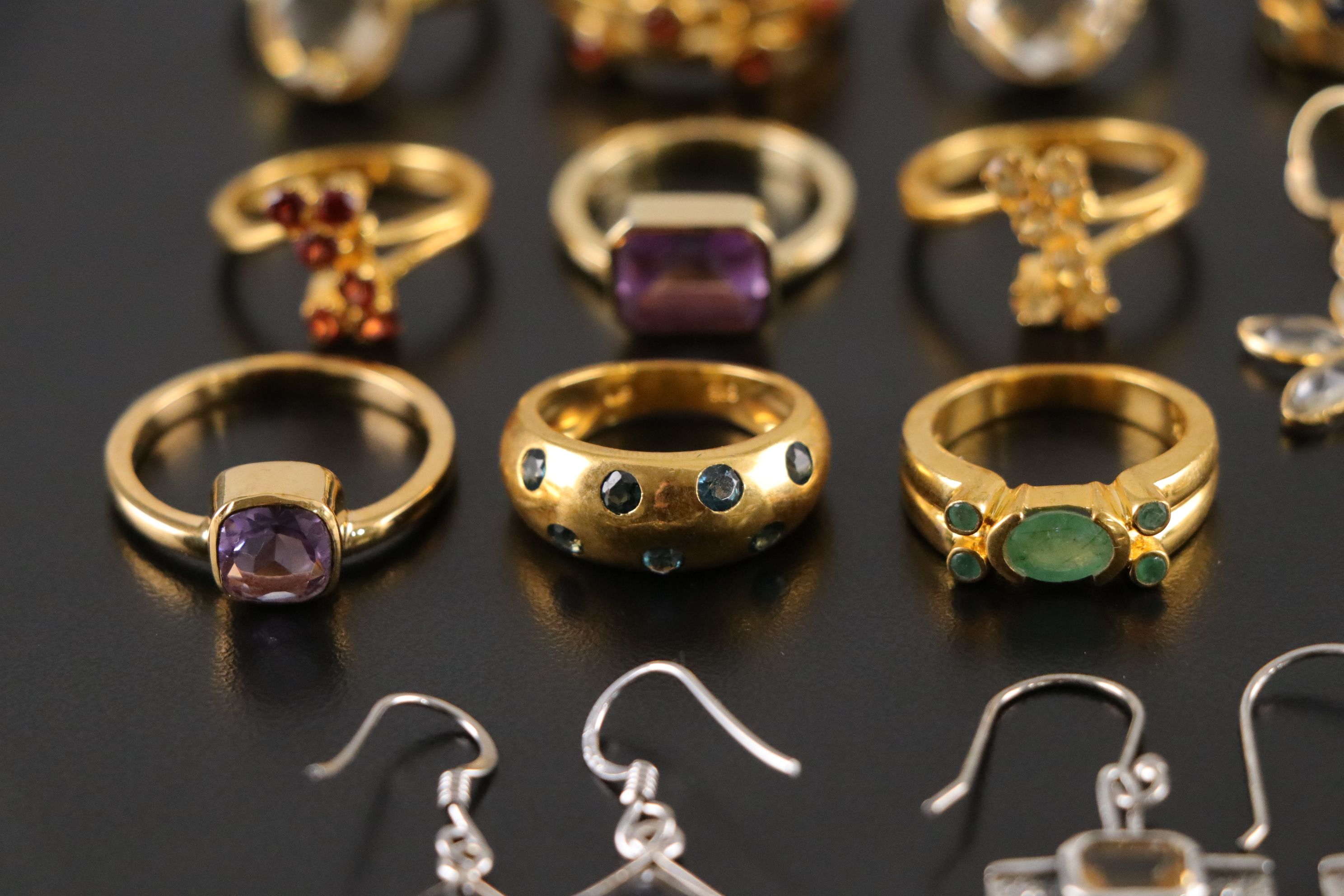 14 Assorted Sterling Silver Rings, Necklaces and Earrings