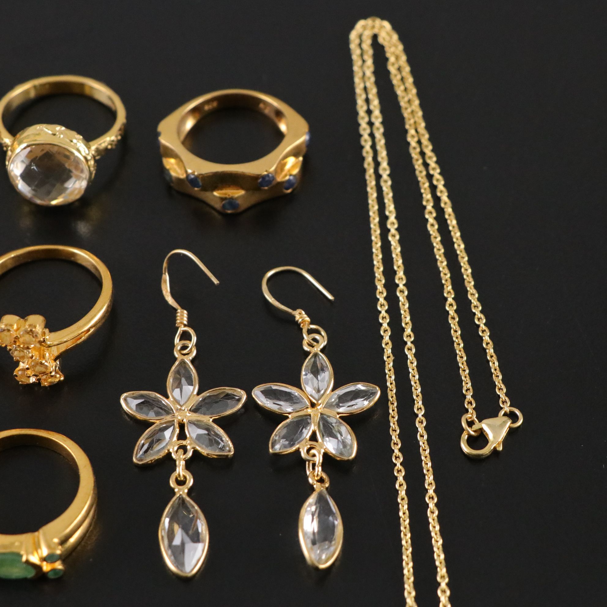 14 Assorted Sterling Silver Rings, Necklaces and Earrings