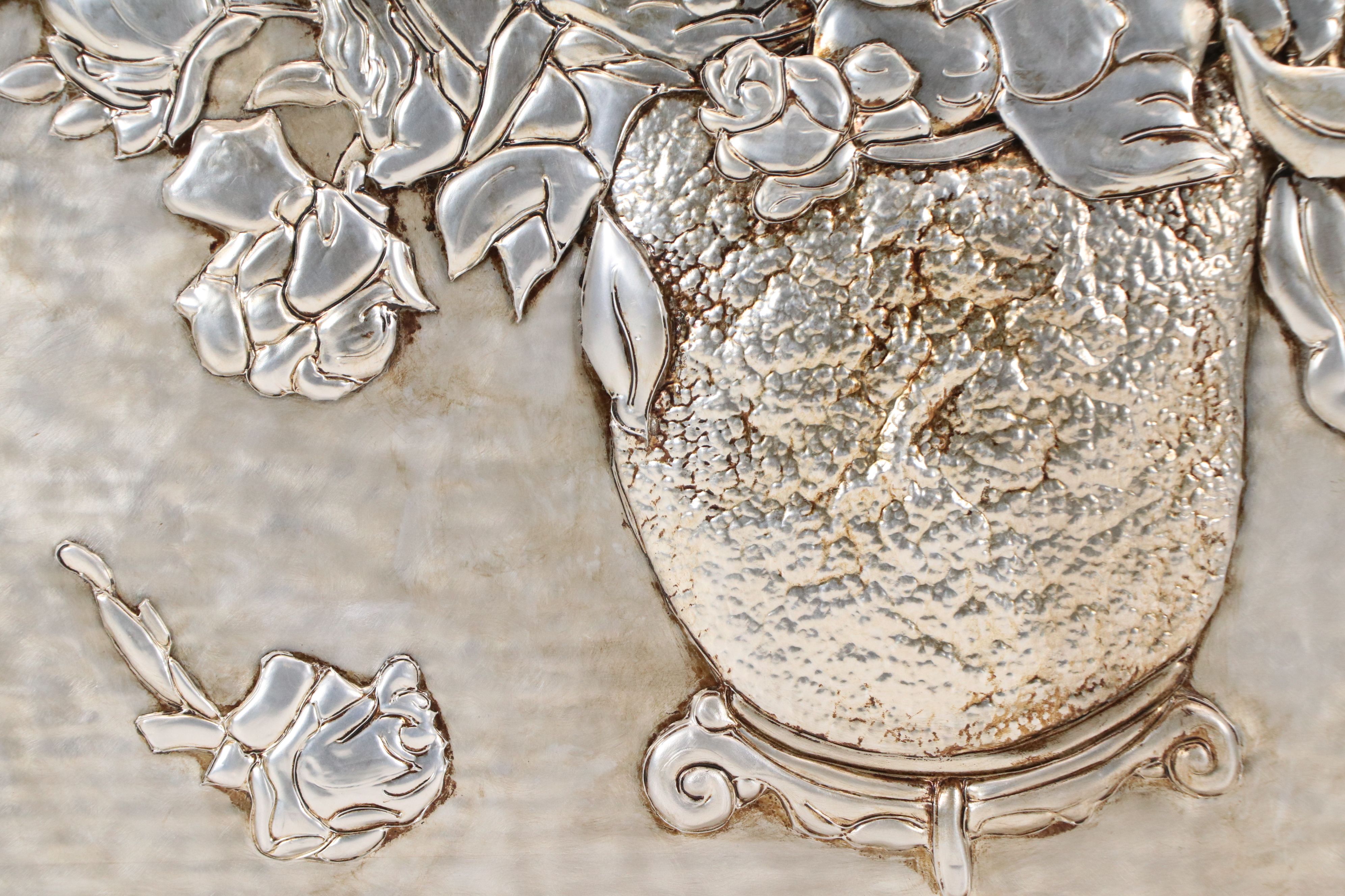 Floral Still Life Embossed Metal Panel, 2003