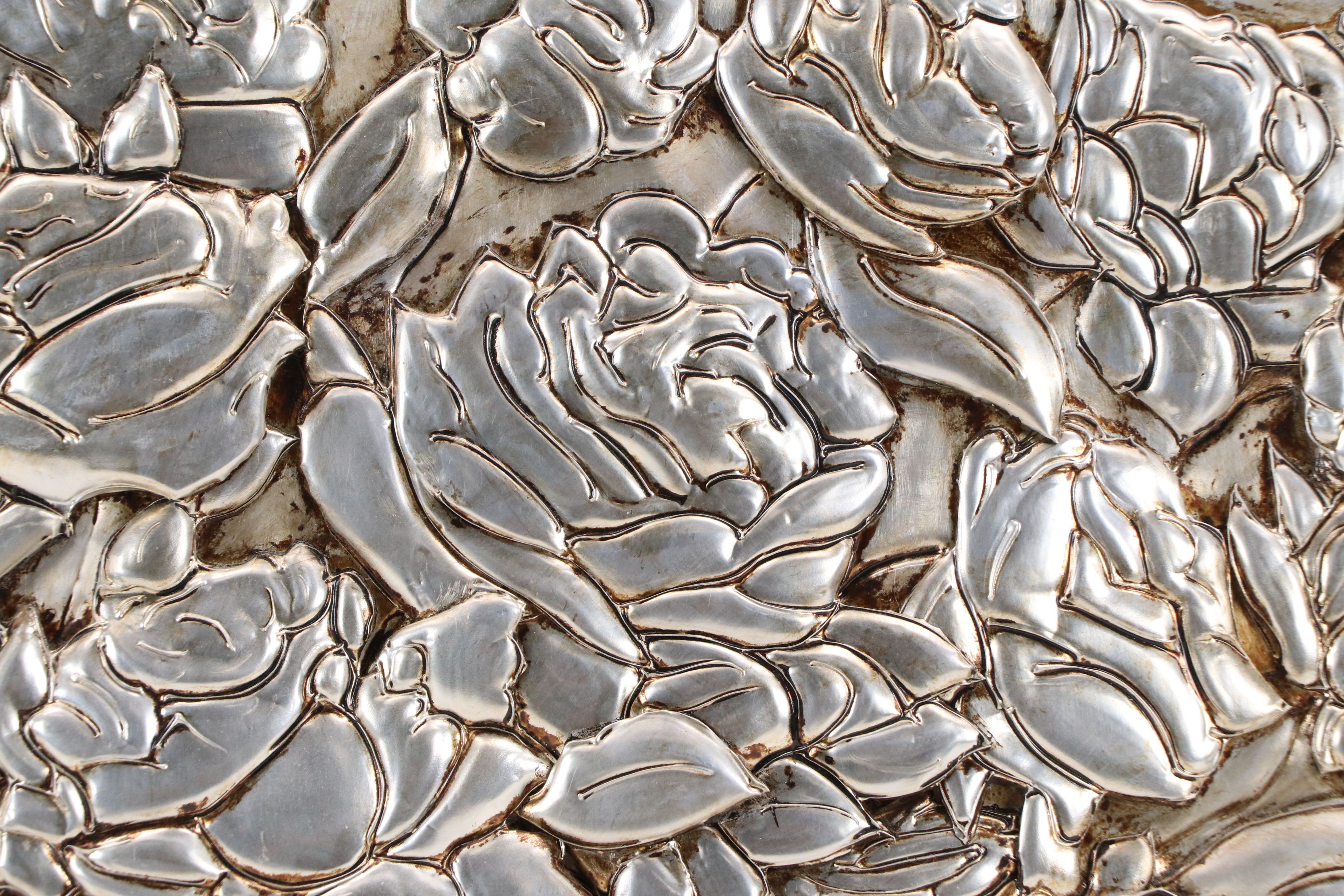 Floral Still Life Embossed Metal Panel, 2003