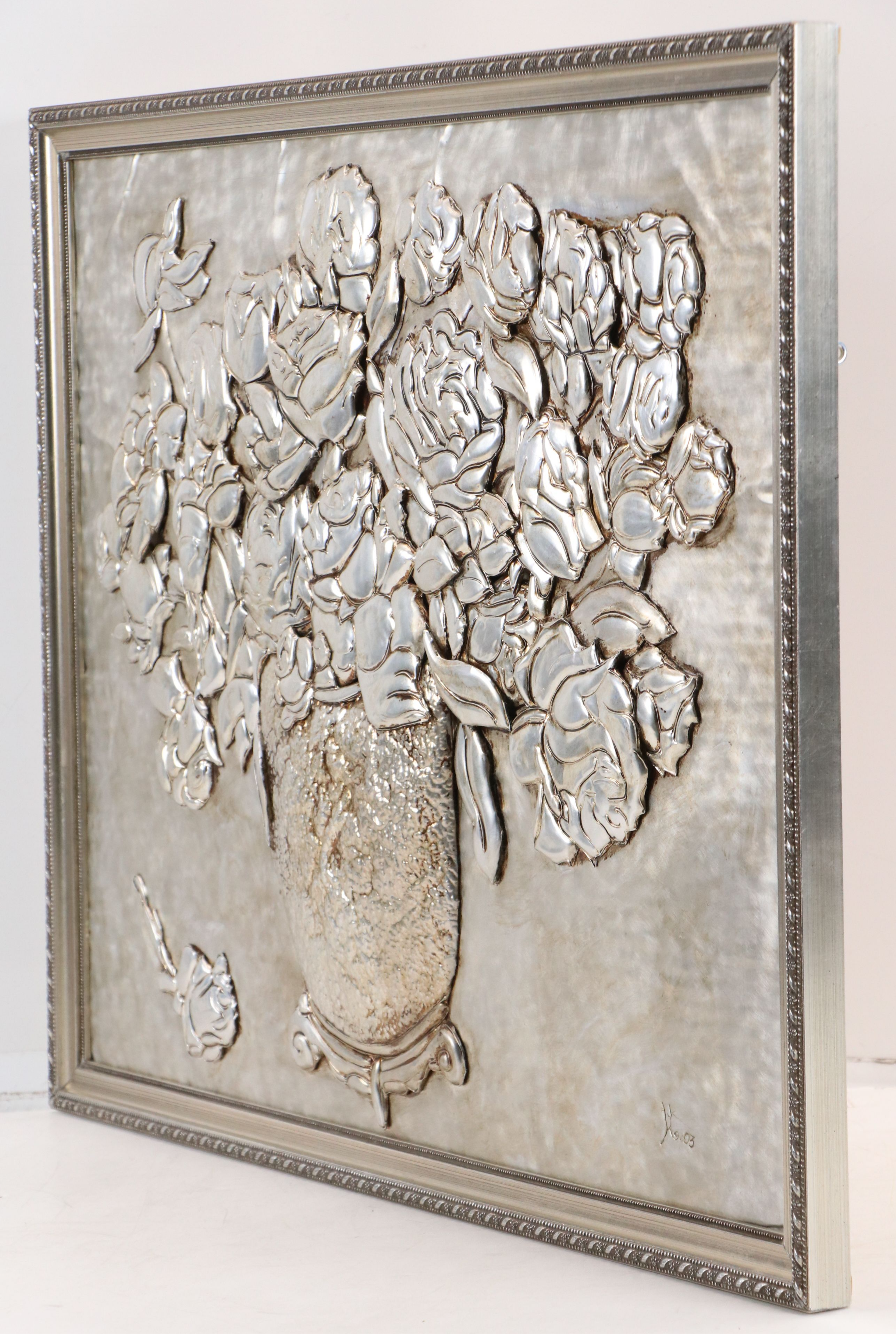 Floral Still Life Embossed Metal Panel, 2003