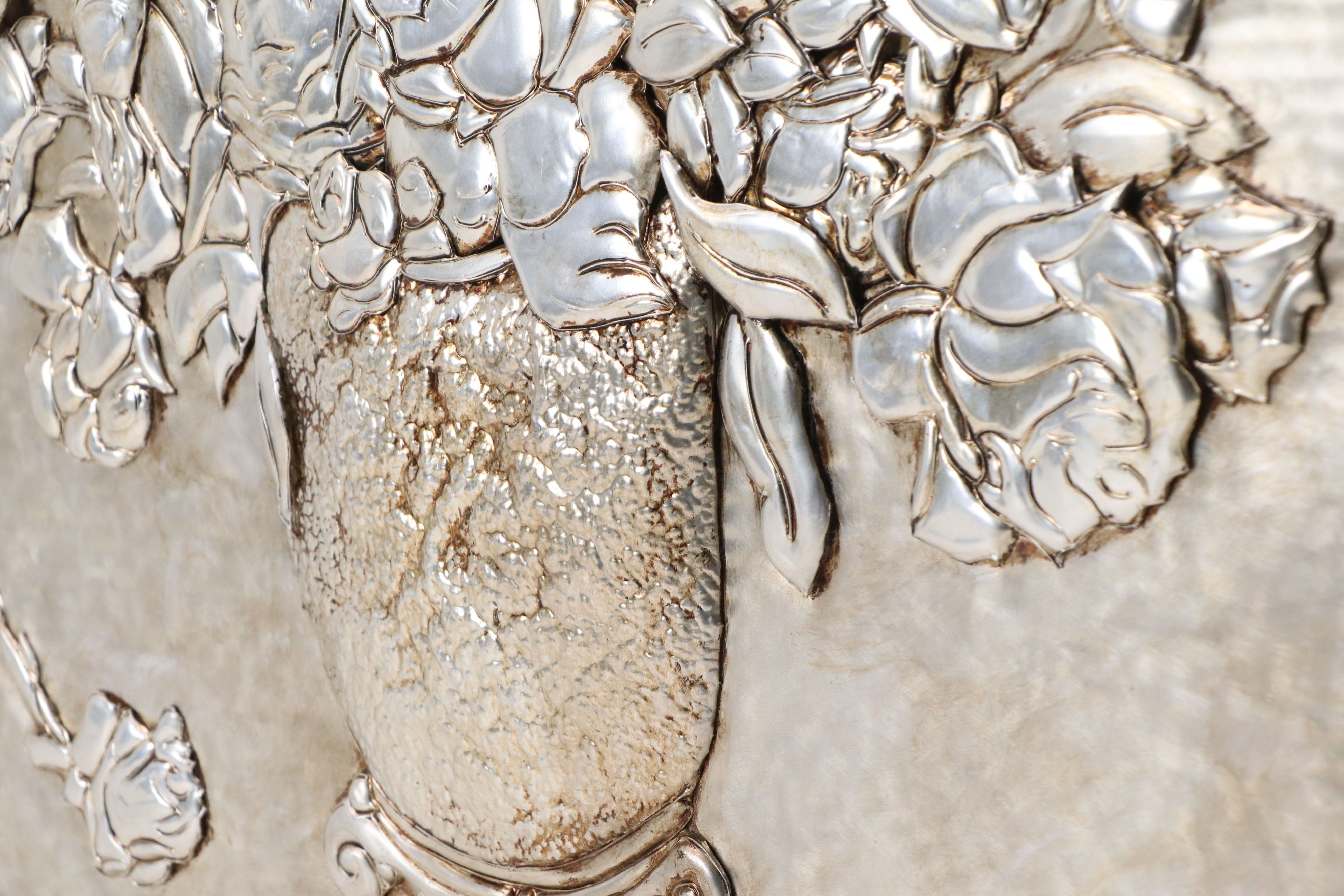 Floral Still Life Embossed Metal Panel, 2003