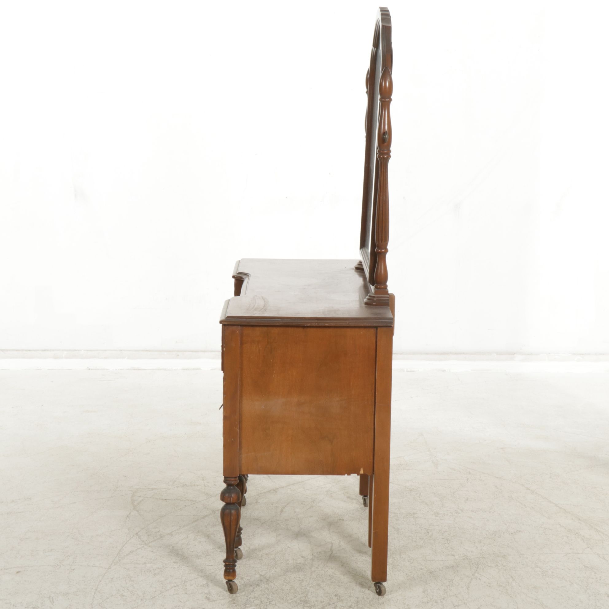 Victorian Mahogany Vanity Desk and Mirror, Early 20th Century