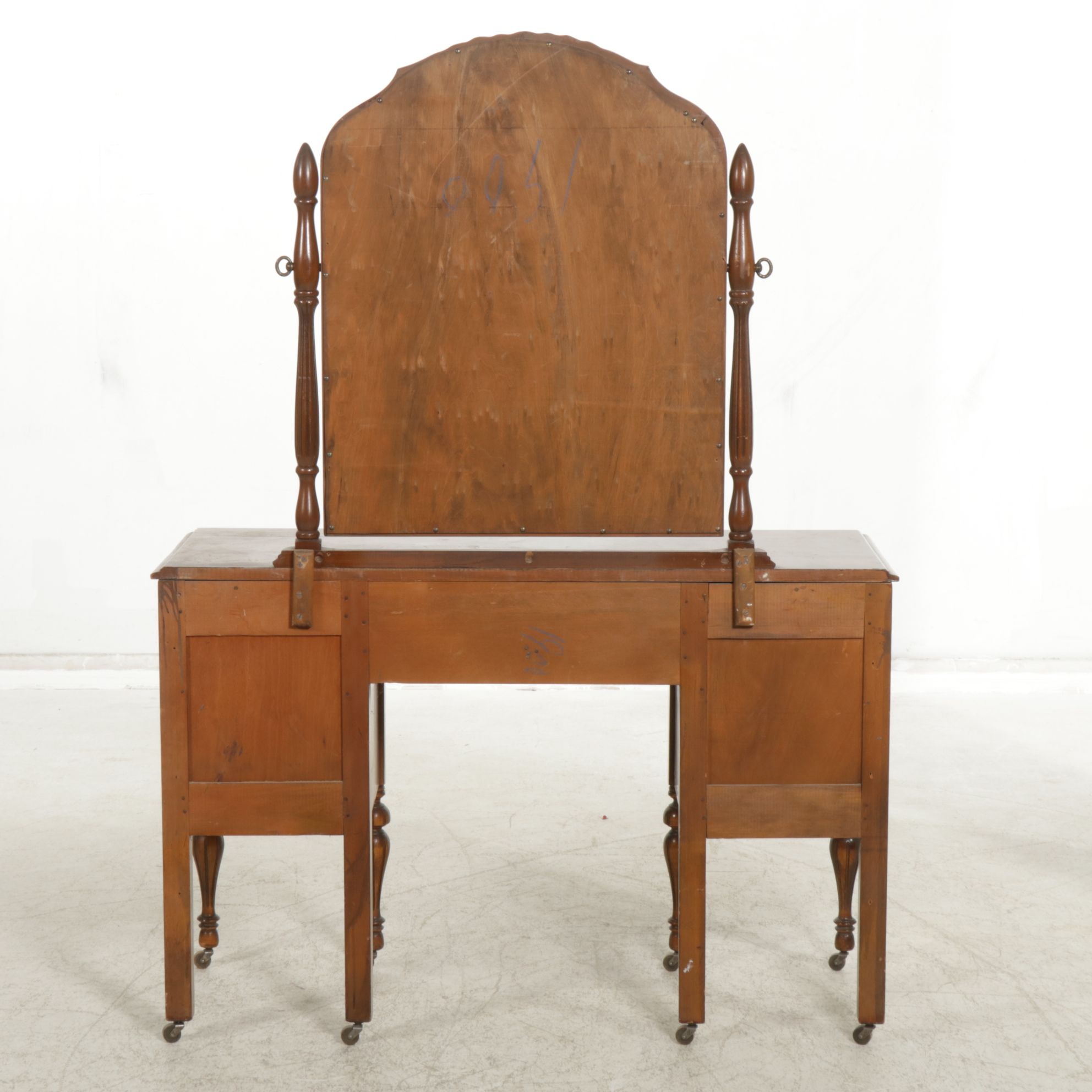 Victorian Mahogany Vanity Desk and Mirror, Early 20th Century