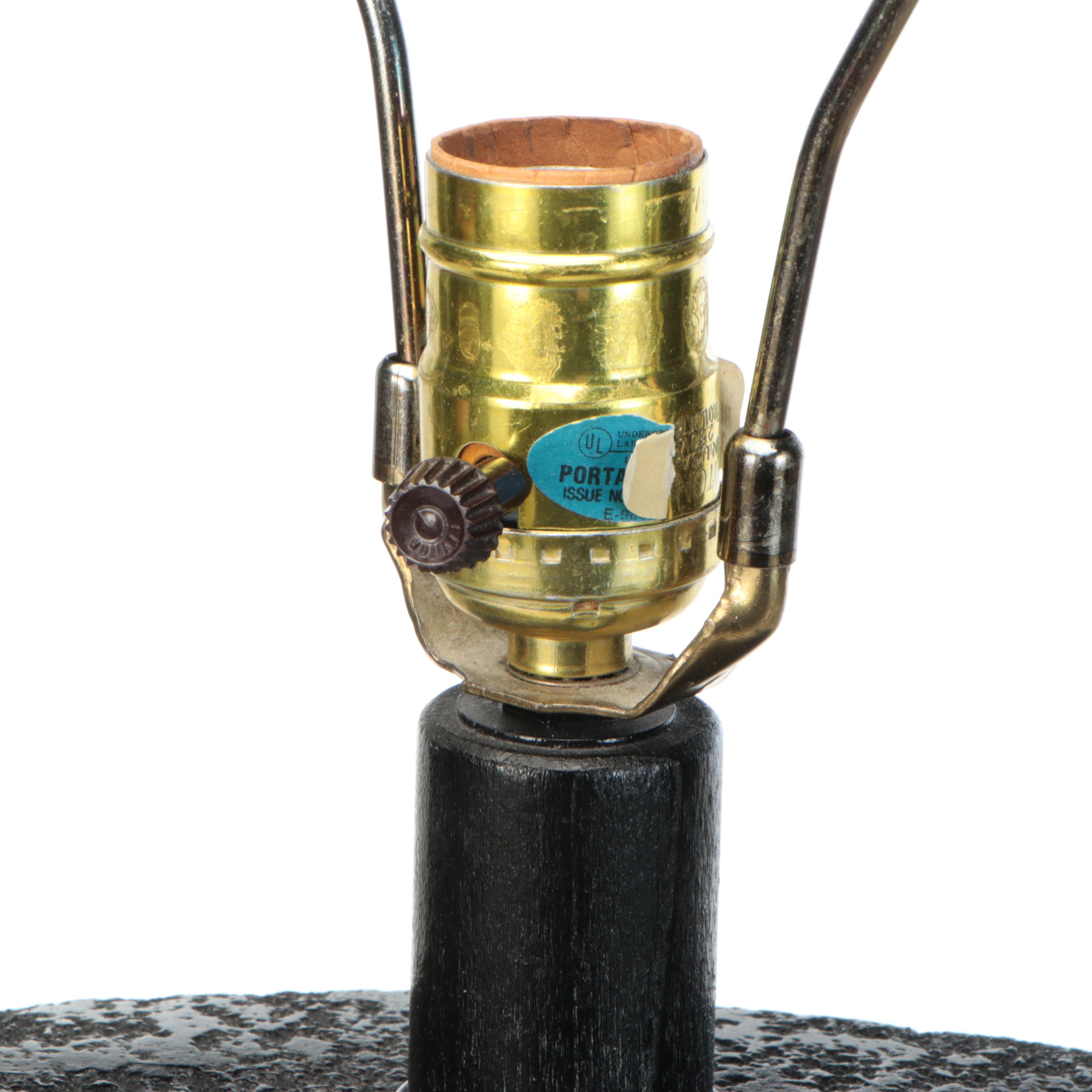 Deco Revival Style Copper, Silver, Brass Finish Table Lamp & Coolie Shade