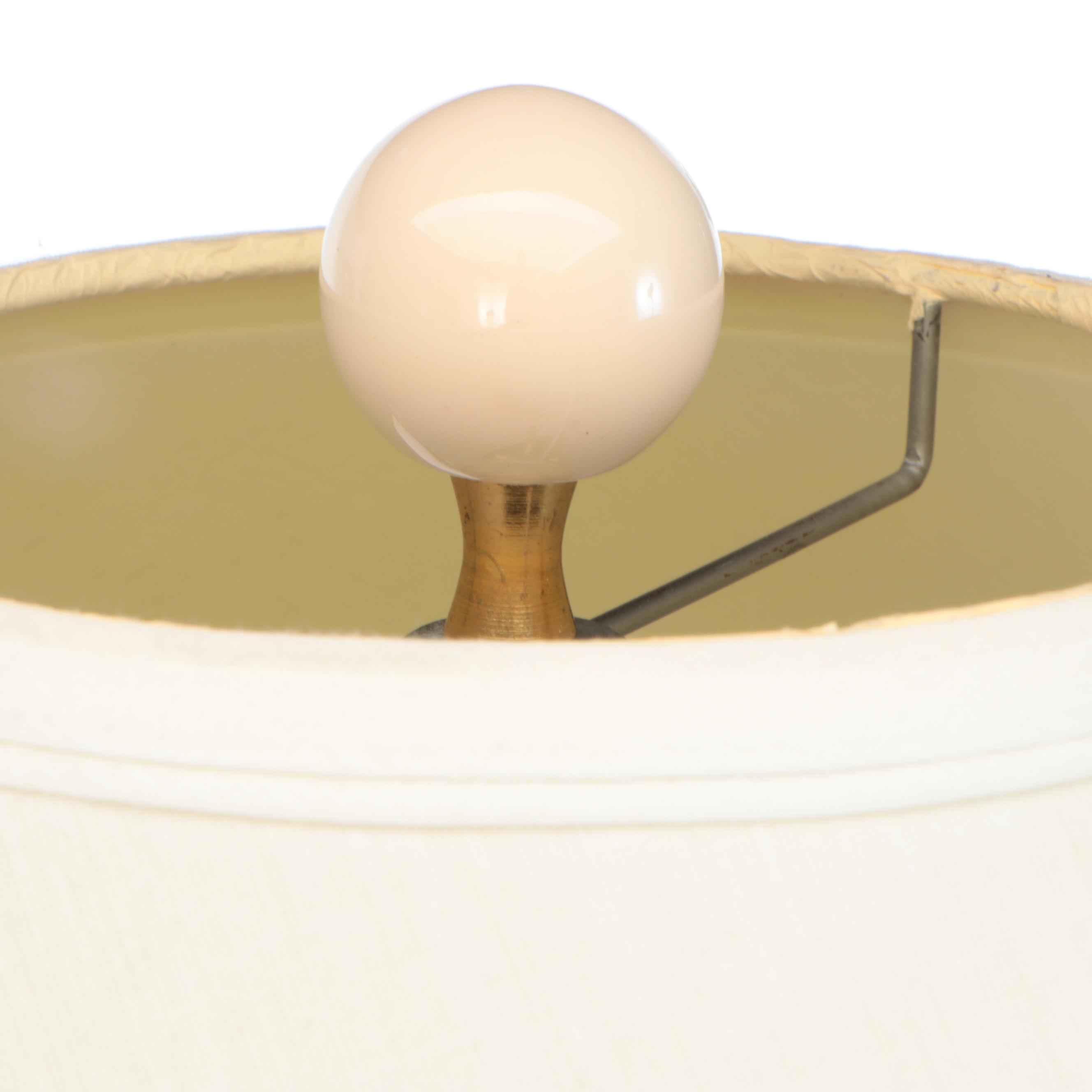 Deco Revival Style Copper, Silver, Brass Finish Table Lamp & Coolie Shade