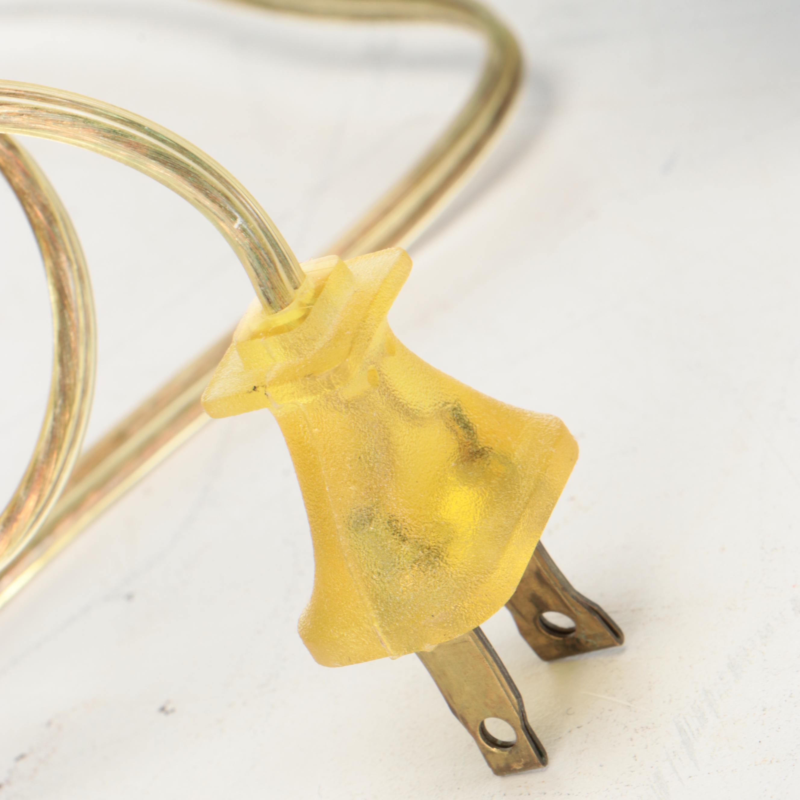 Deco Revival Style Copper, Silver, Brass Finish Table Lamp & Coolie Shade